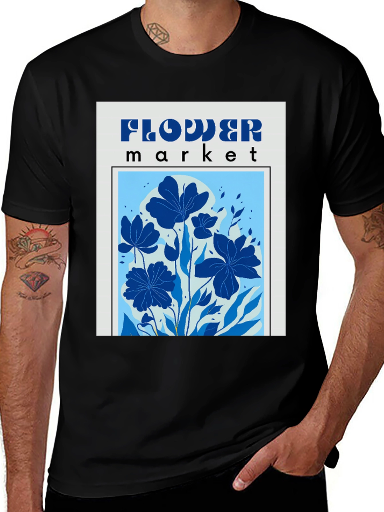 Variant 23 of Flower Market Graphic Tee - Soft Black Cotton