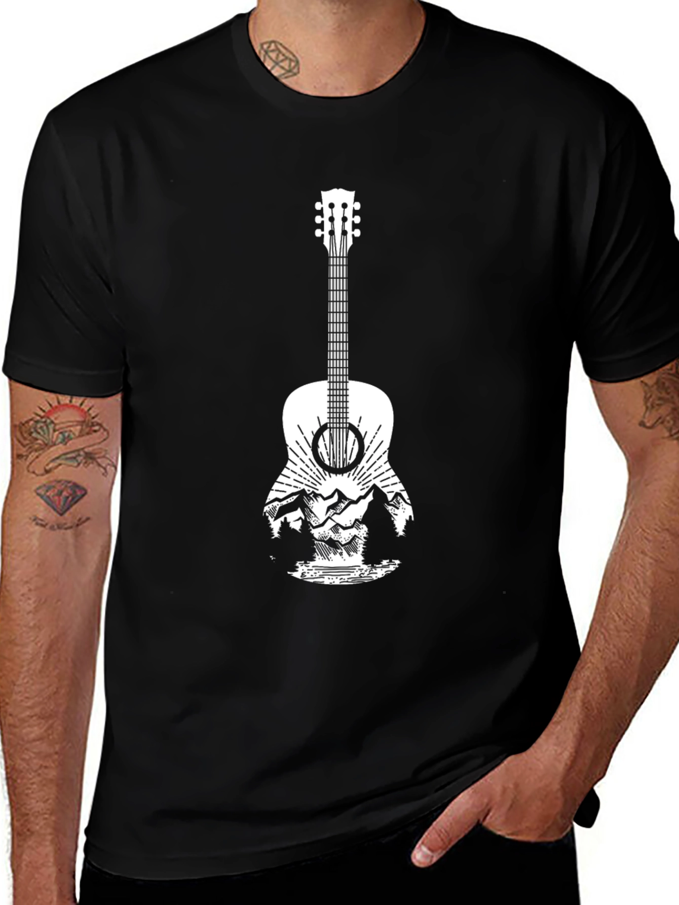 Variant 12 of Guitar Mountain Graphic Tee - Black