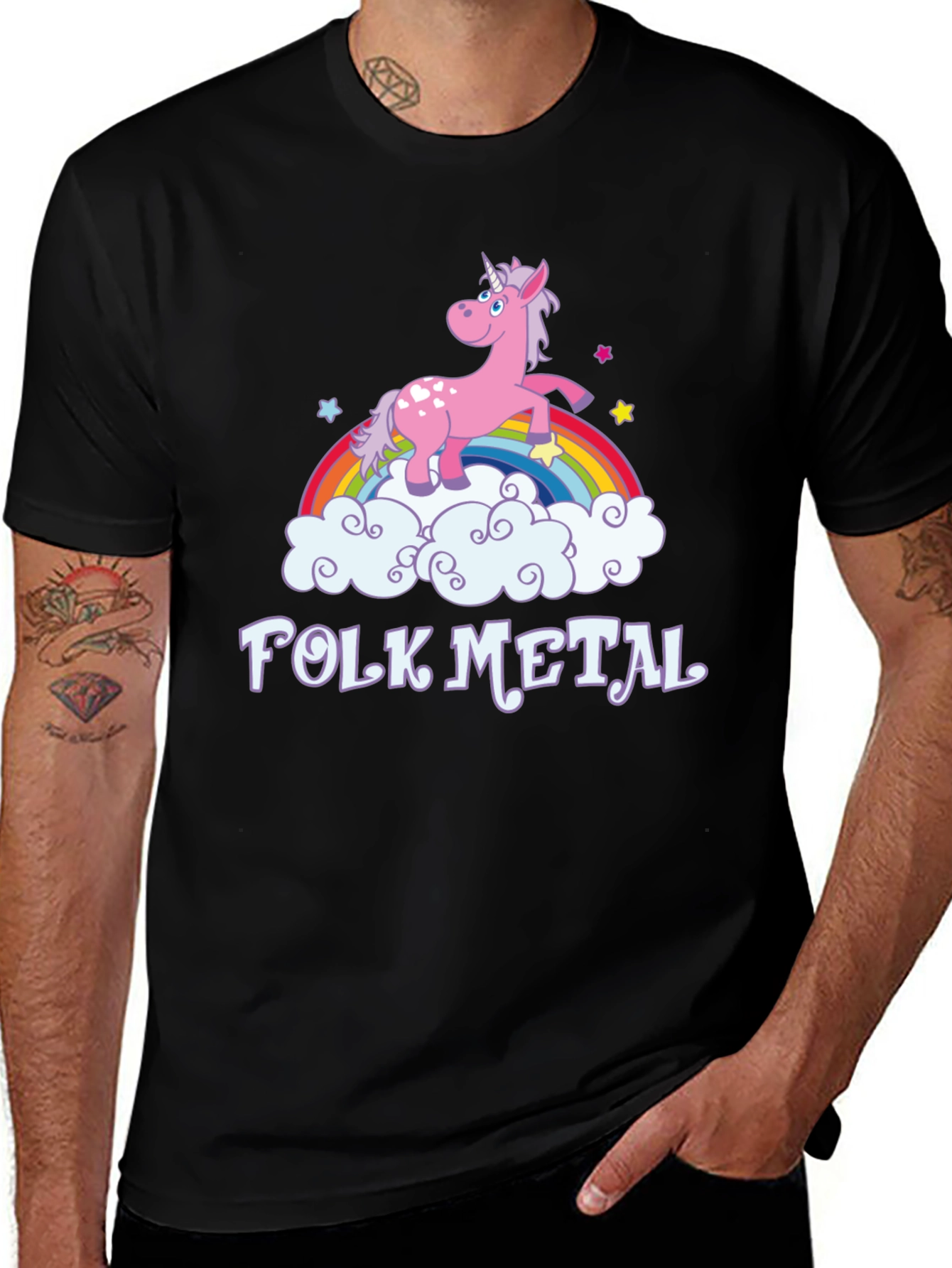 Variant 14 of Folk Metal Unicorn Rainbow T-Shirt