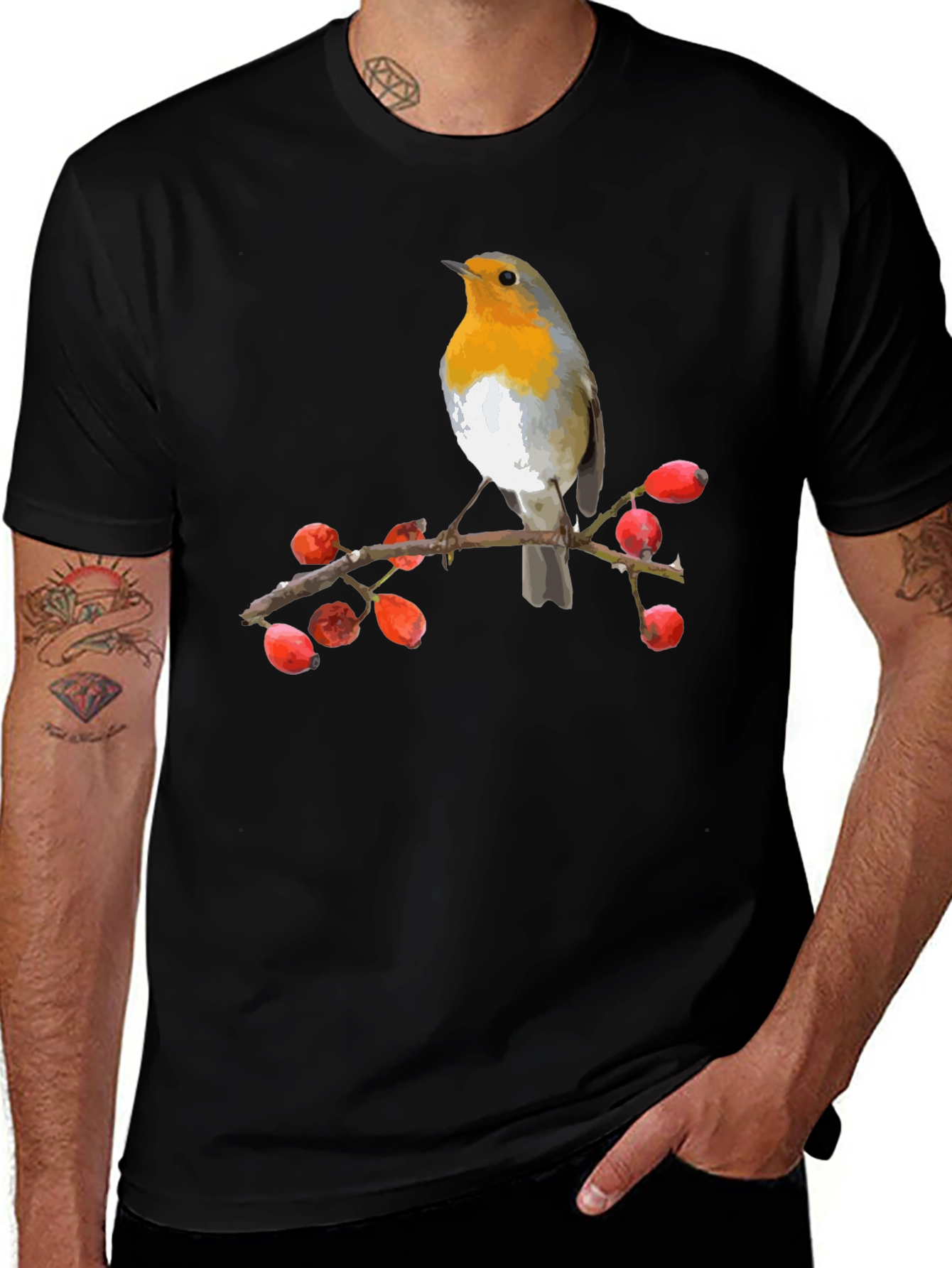 Variant 24 of Robin Bird on Branch T-Shirt