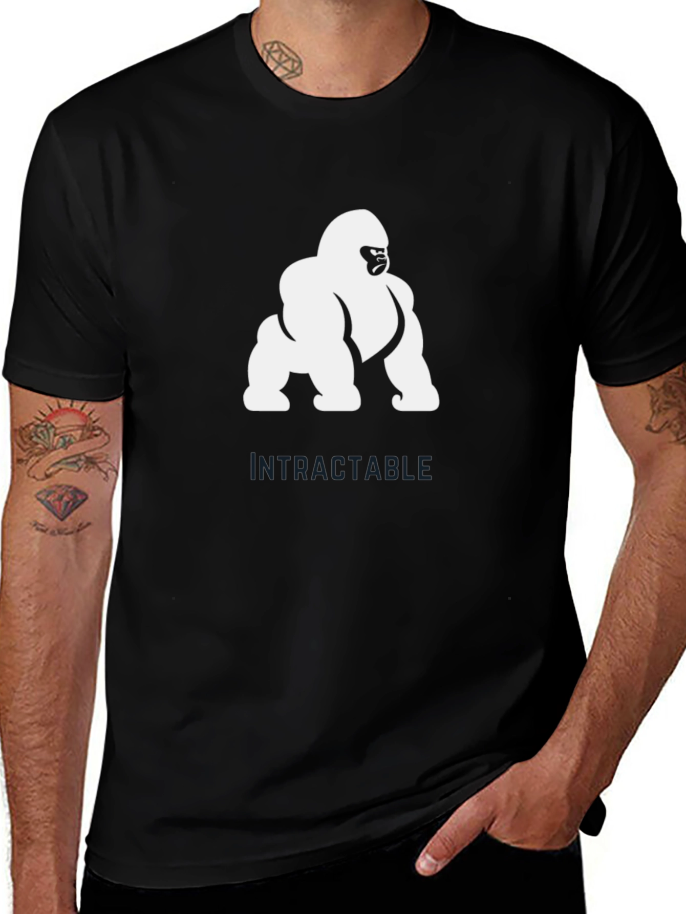 Variant 5 of Intractable Gorilla Graphic Tee - Black