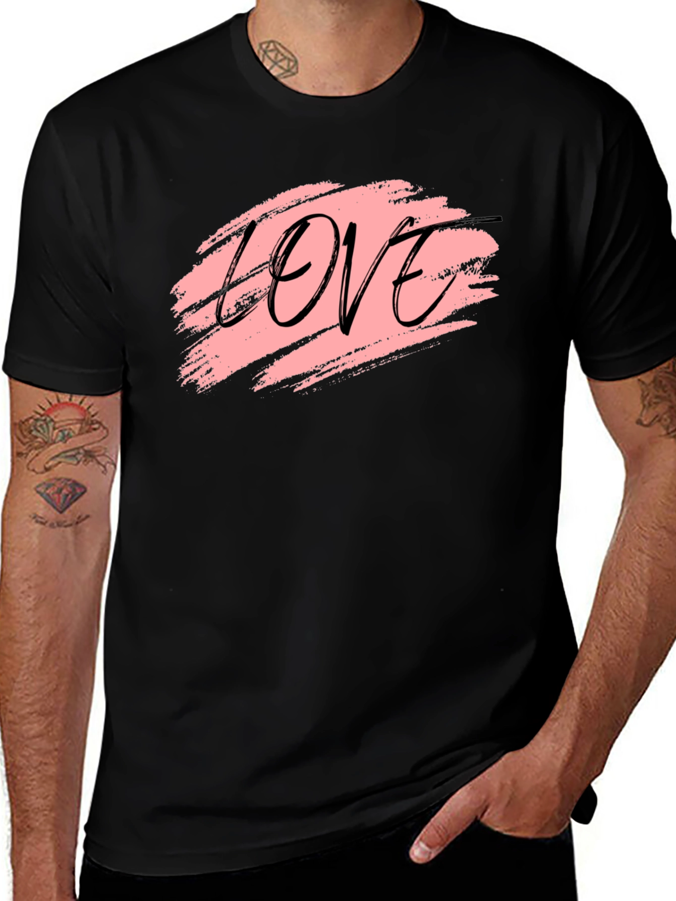 Variant 13 of Love Brushstroke Graphic Black T-Shirt