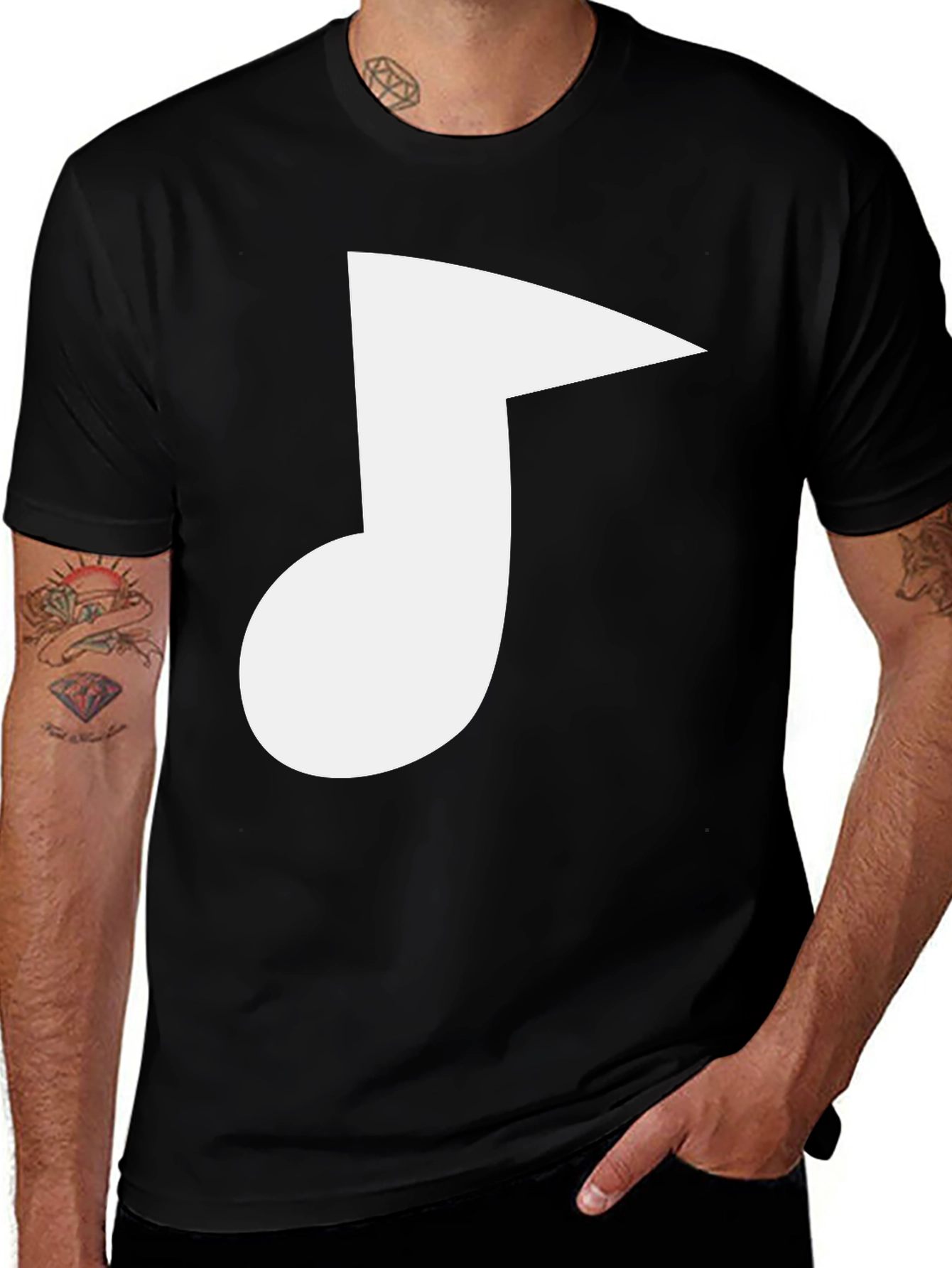 Variant 12 of Musical Note Graphic Tee - Black Cotton Comfort