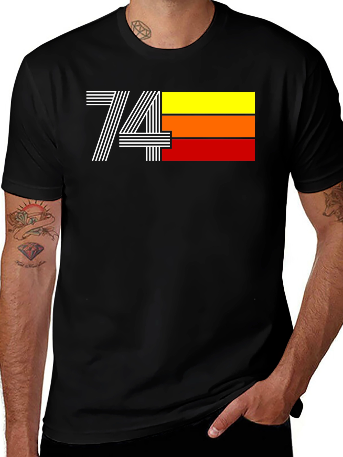 Variant 27 of Retro 74 Graphic Tee - Black Cotton Blend T-Shirt
