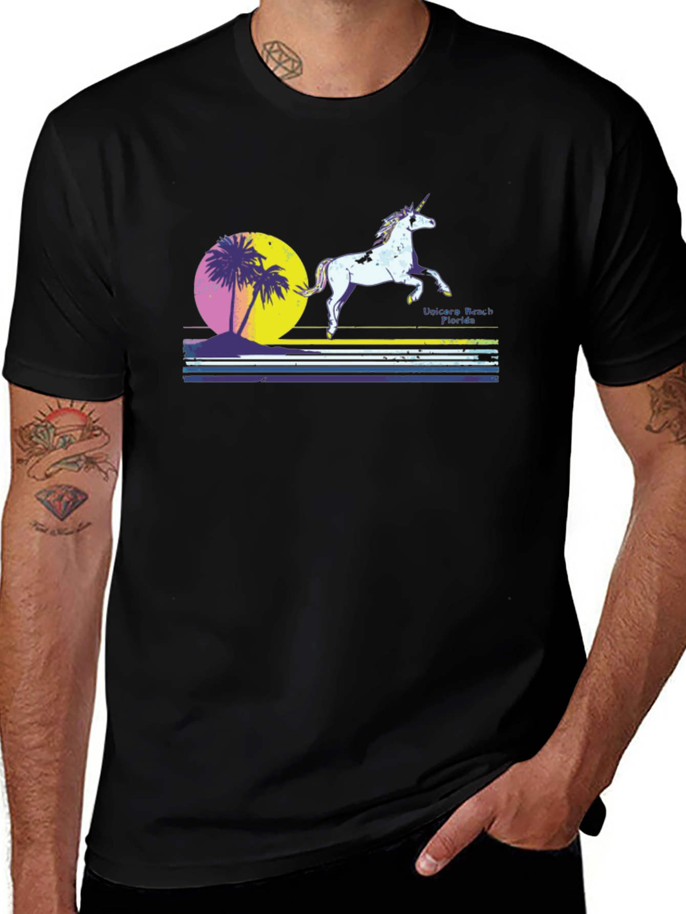 Variant 19 of Unicorn Beach Florida Men's Black T-Shirt
