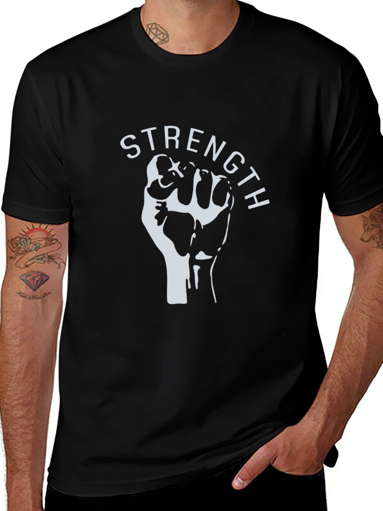 Variant 29 of Strength Fist Graphic T-Shirt - Black