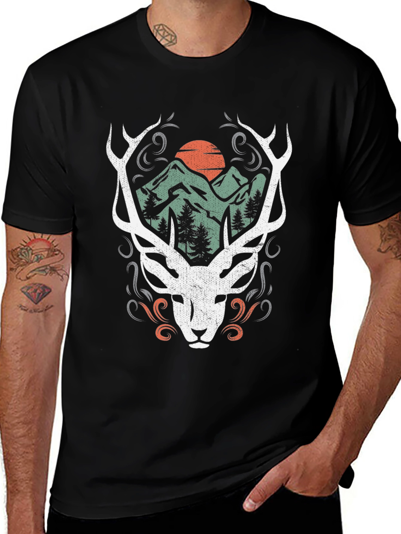 Variant 11 of Mountain Deer Graphic Tee - Nature Inspired Design
