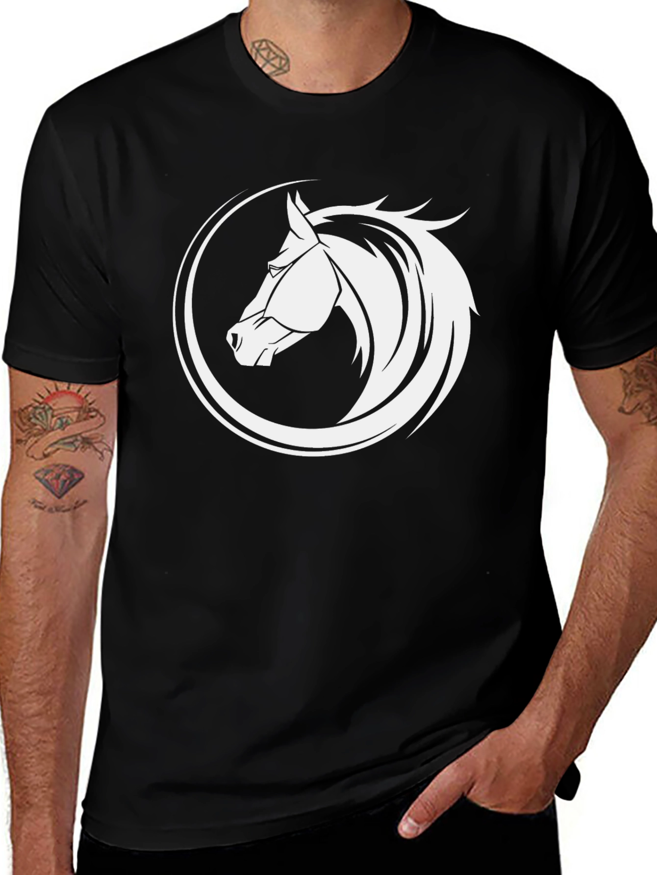 Variant 29 of Horse Graphic Tee - Stylish Black T-Shirt