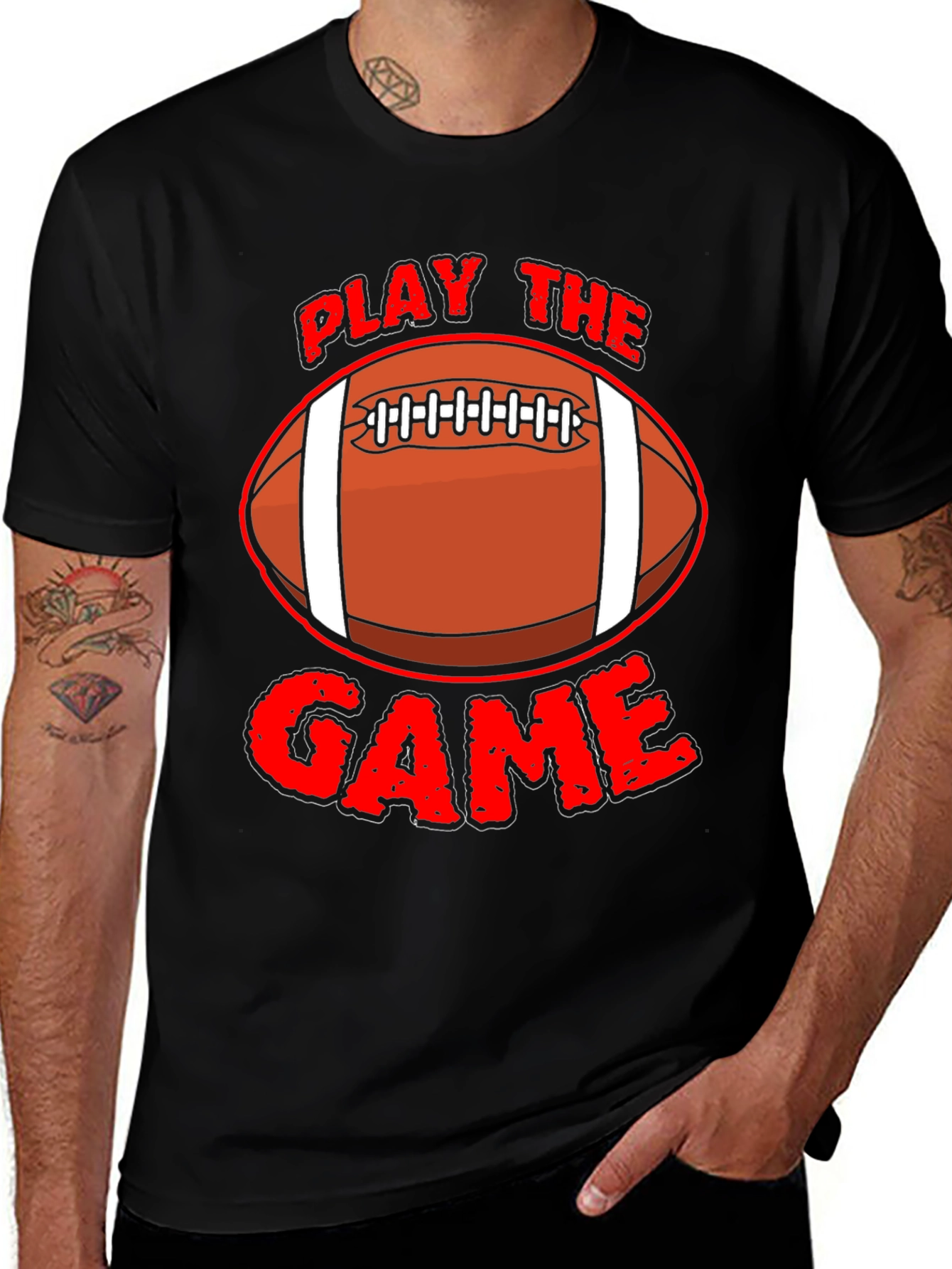 Variant 25 of Play the Game Football Graphic Tee - Black