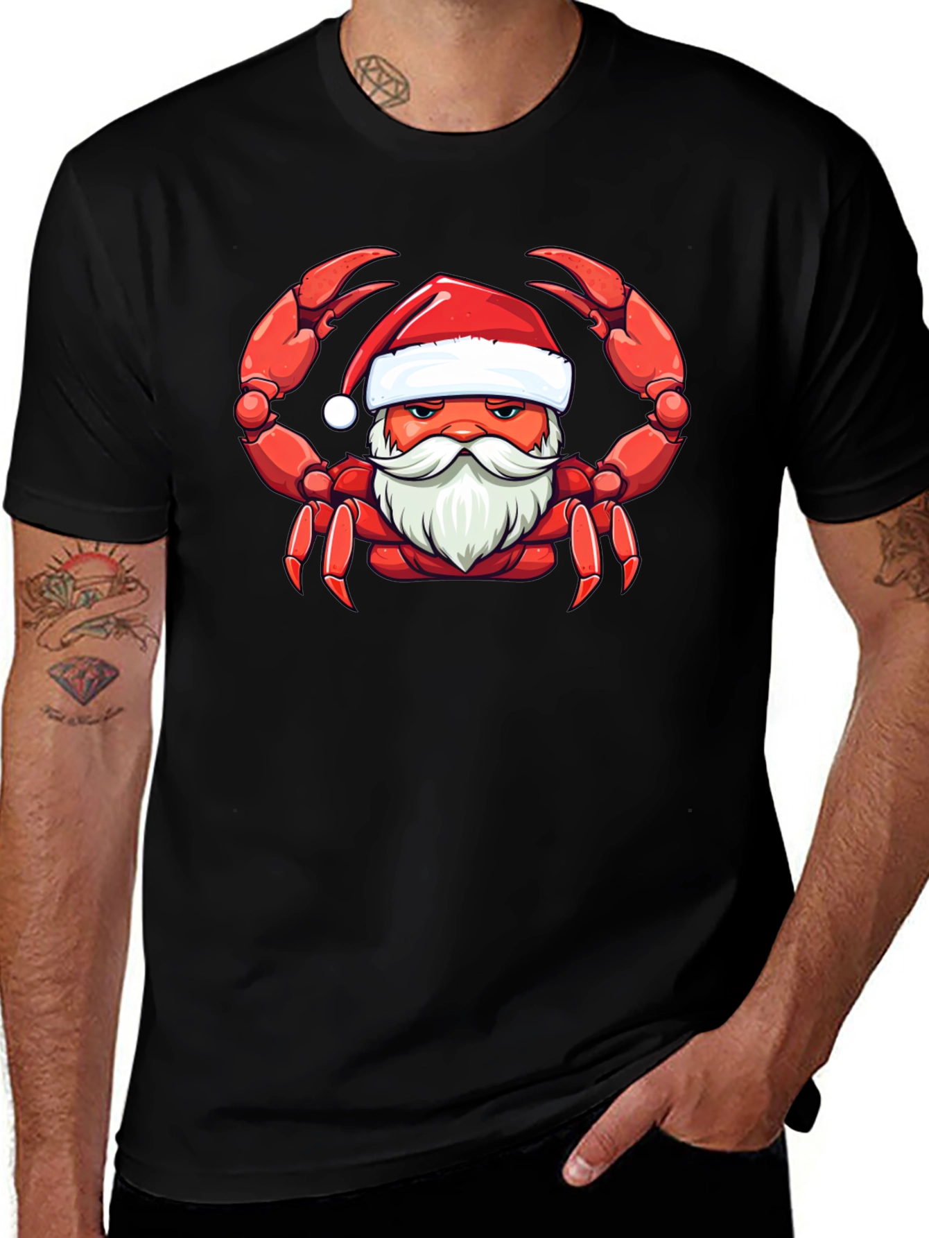 Variant 23 of Festive Crab Santa T-Shirt - Holiday Cheer