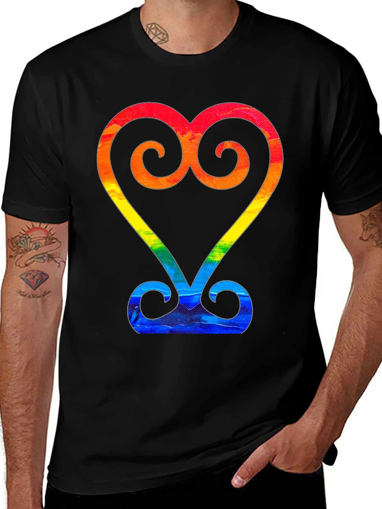 Rainbow Sankofa Adinkra Heart T-Shirt