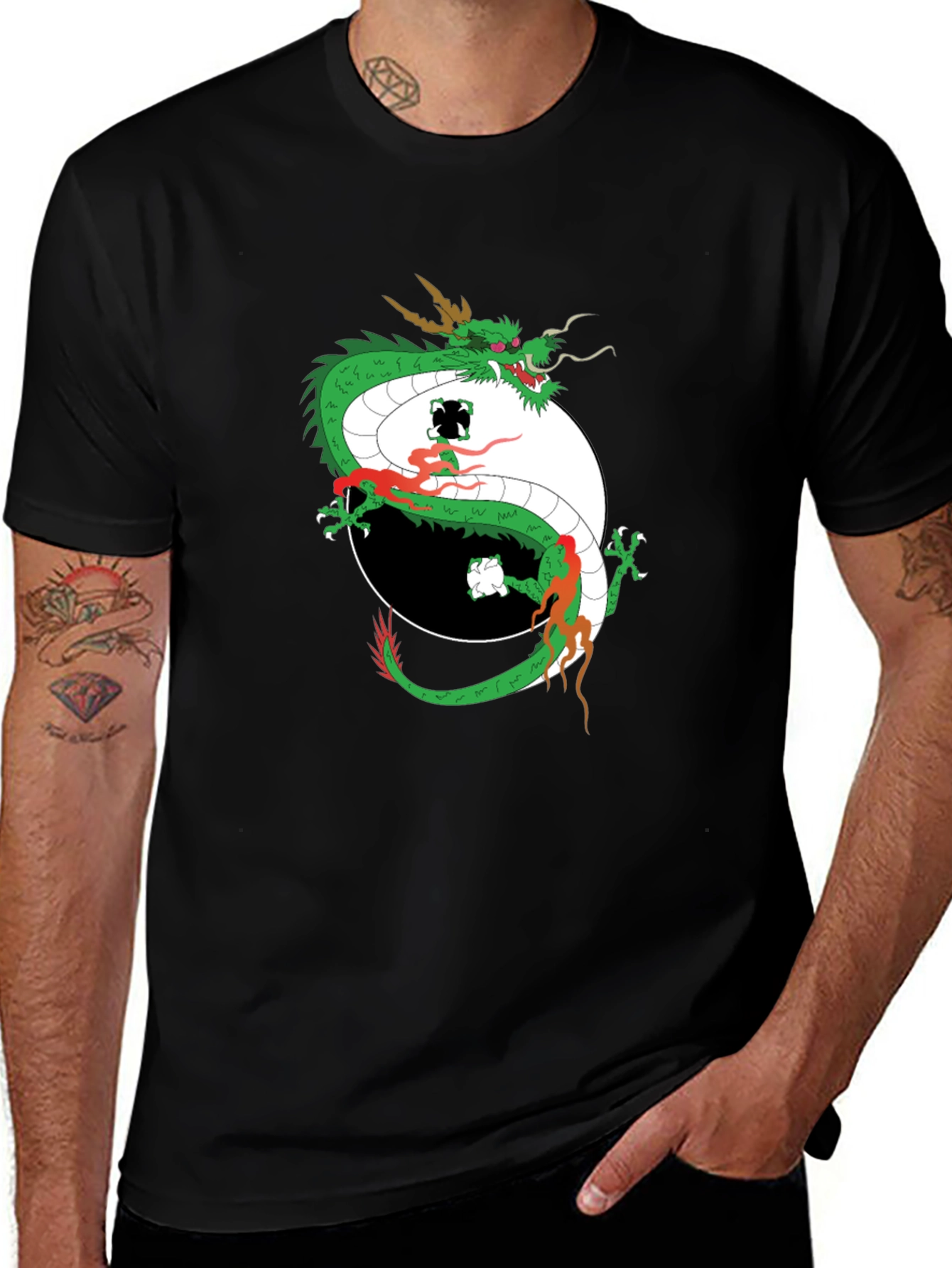 Black Dragon Yin Yang Graphic Tee main image