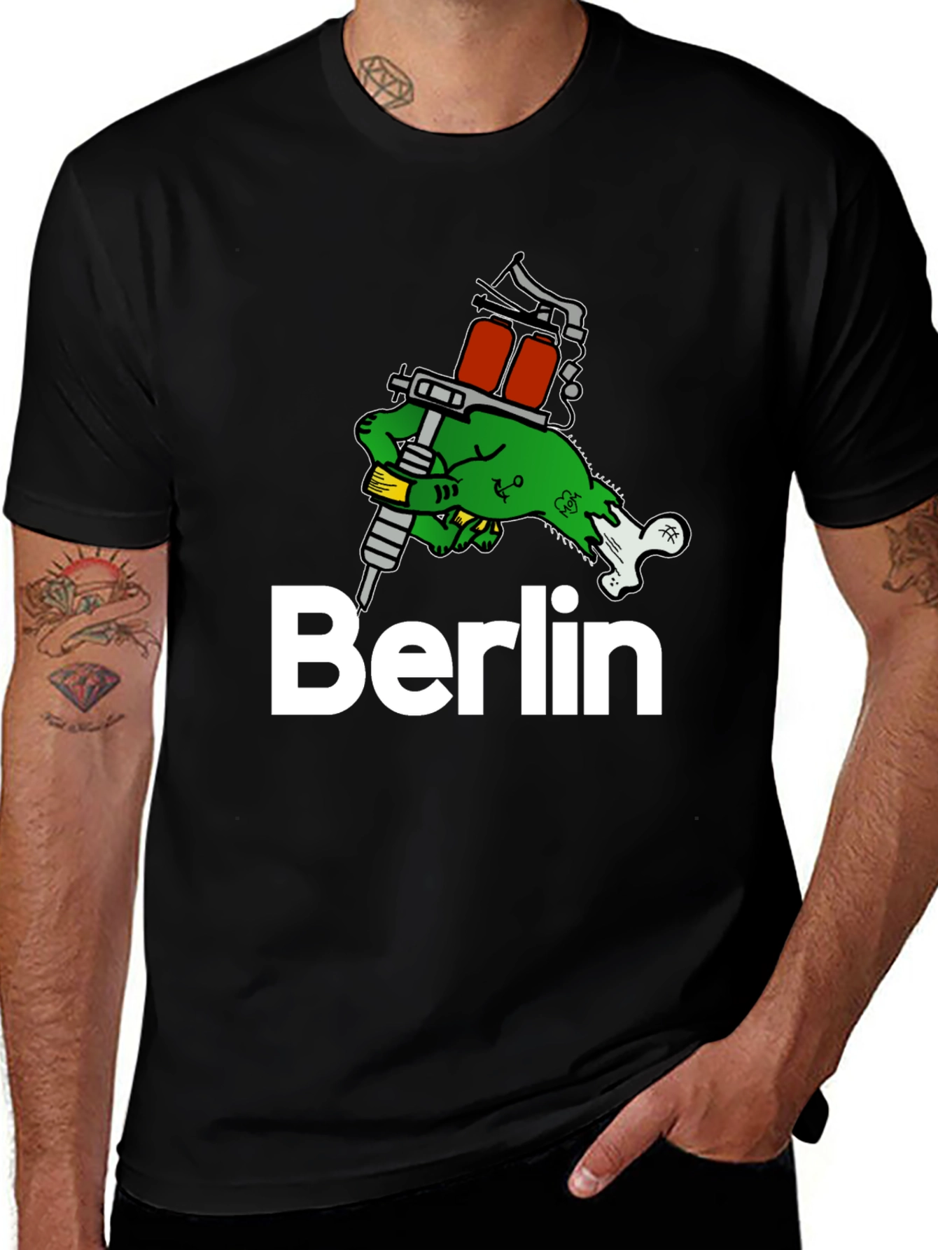 Berlin Tattoo T-Shirt - Black Crew Neck Tee