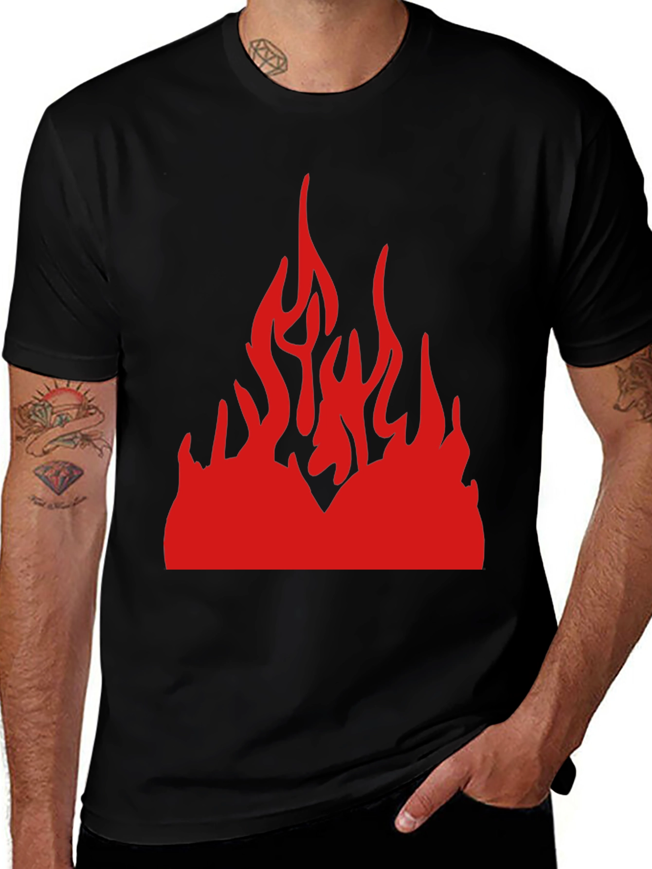 Fiery Flames Graphic Black T-Shirt