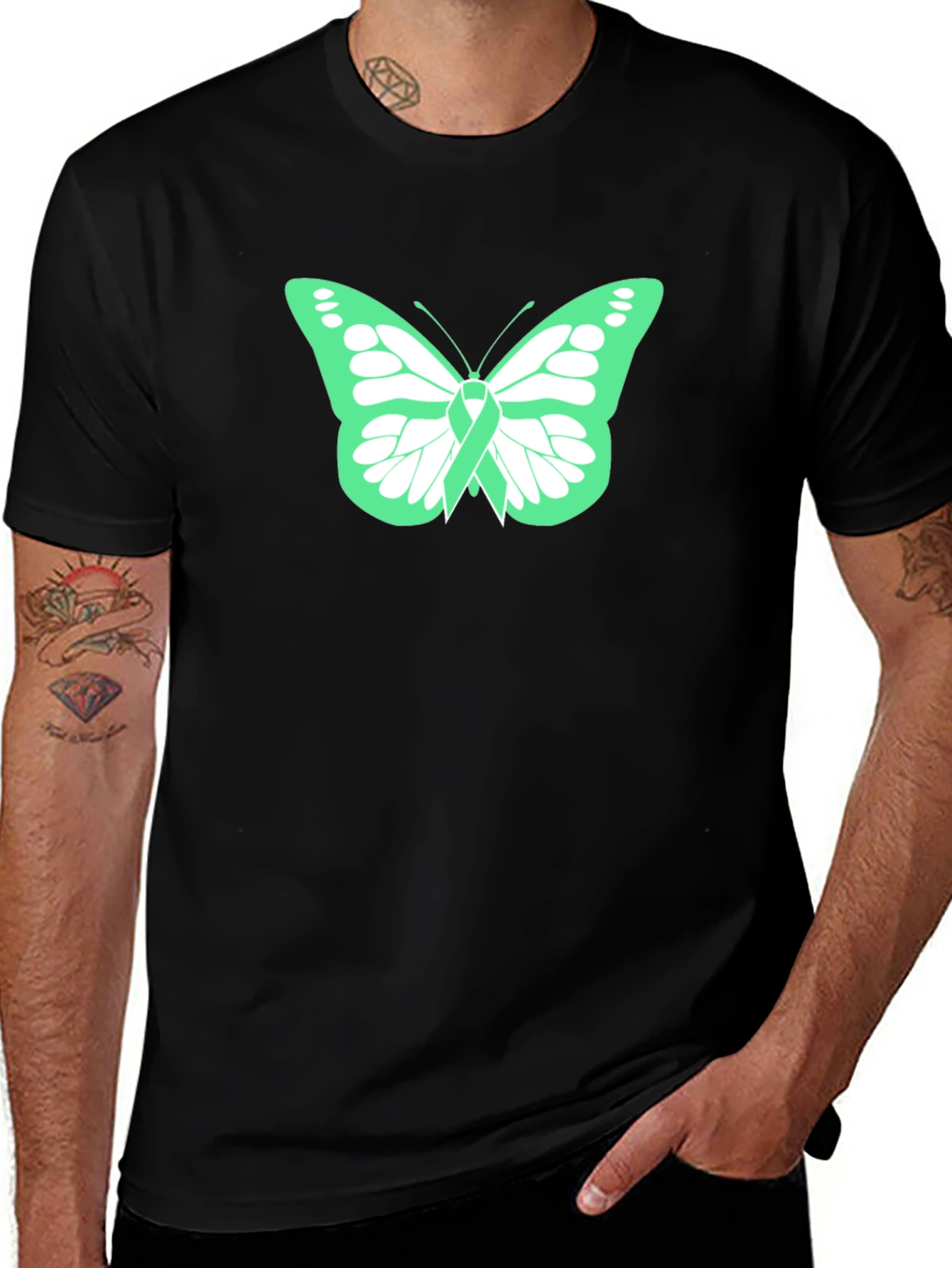 Variant 23 of Butterfly Mental Health Awareness Black T-Shirt