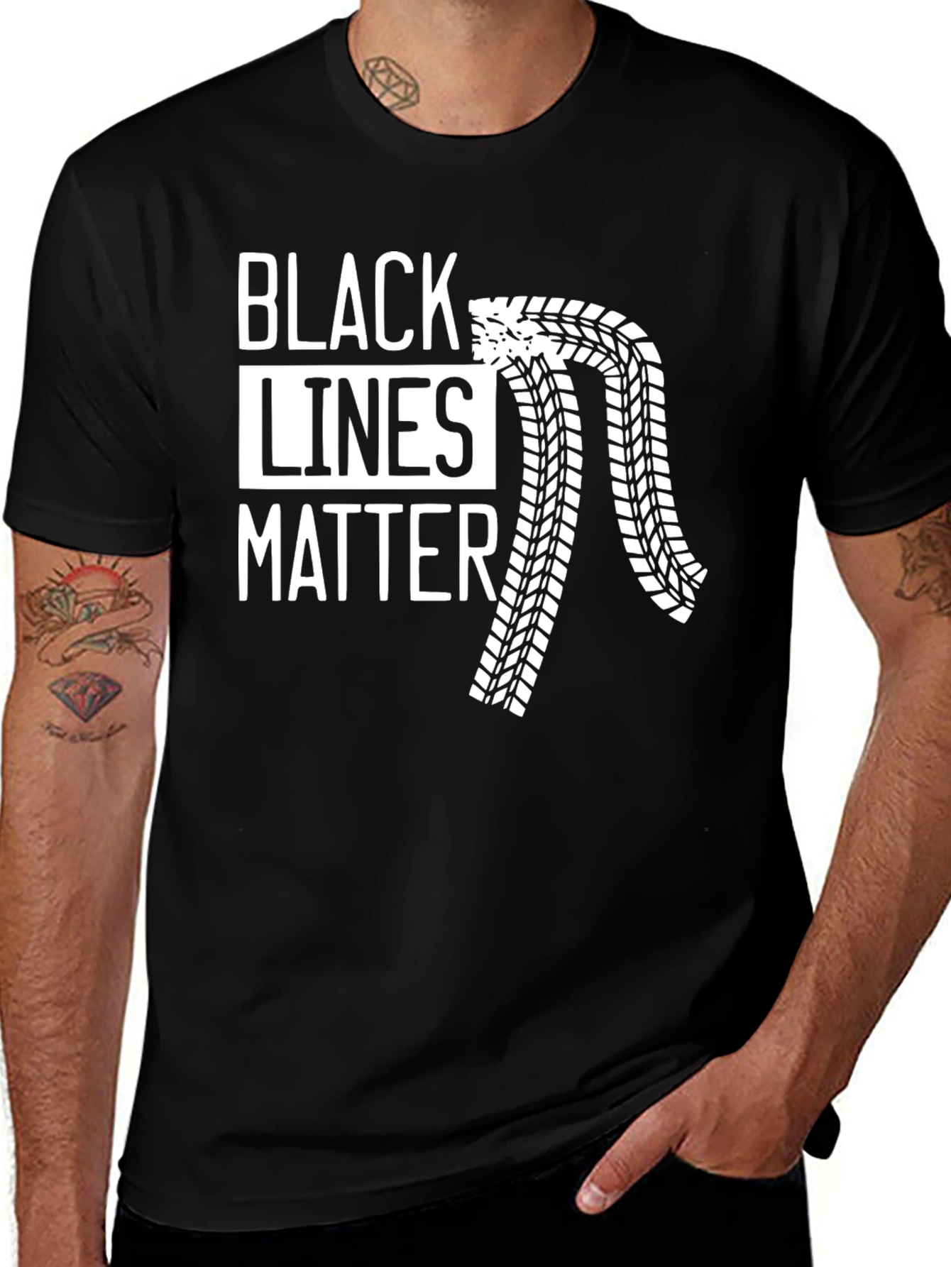 Variant 21 of Black Lines Matter Graphic Tee - Car Enthusiast Shirt