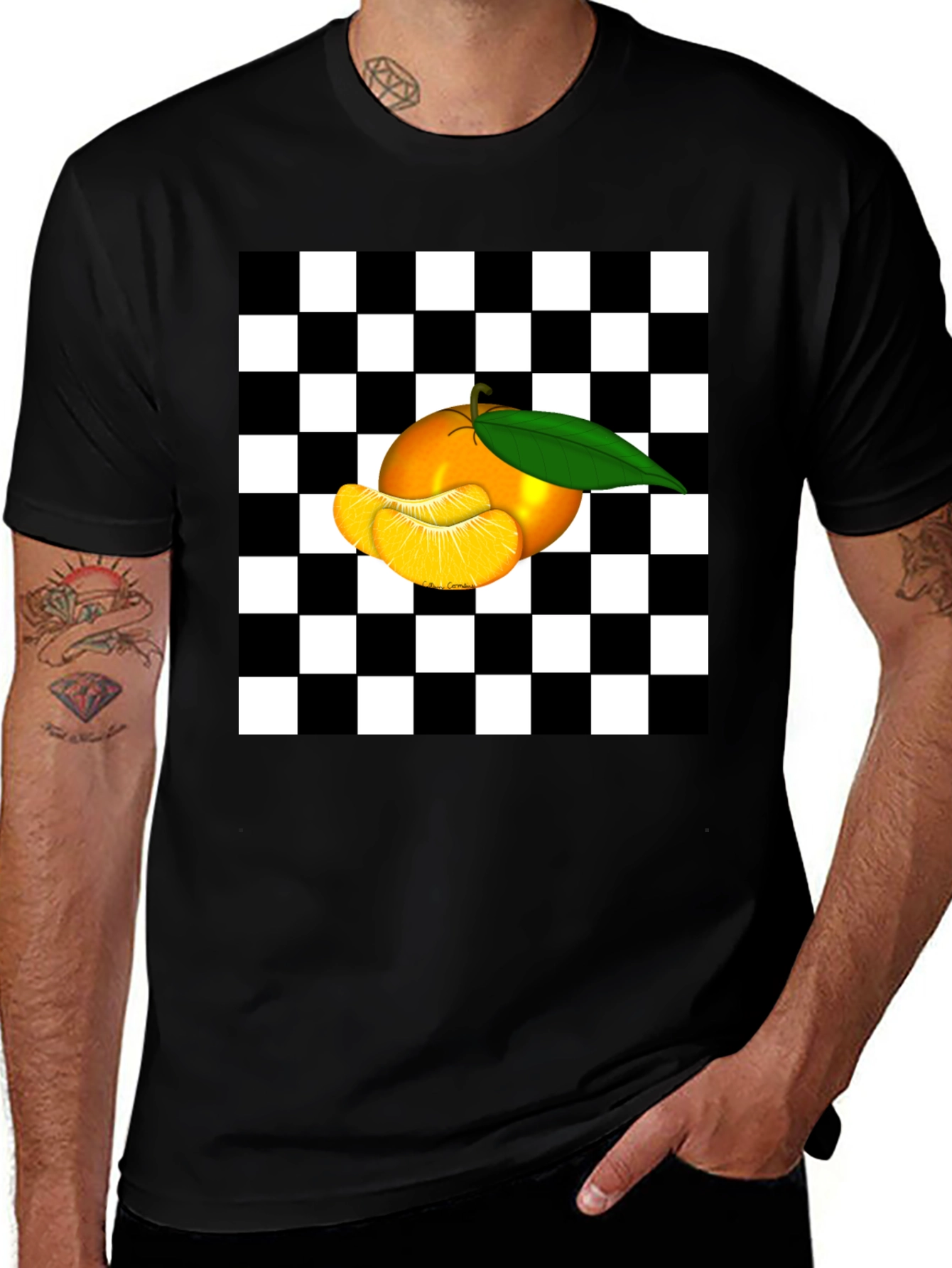 Variant 7 of Checkered Orange Graphic Tee