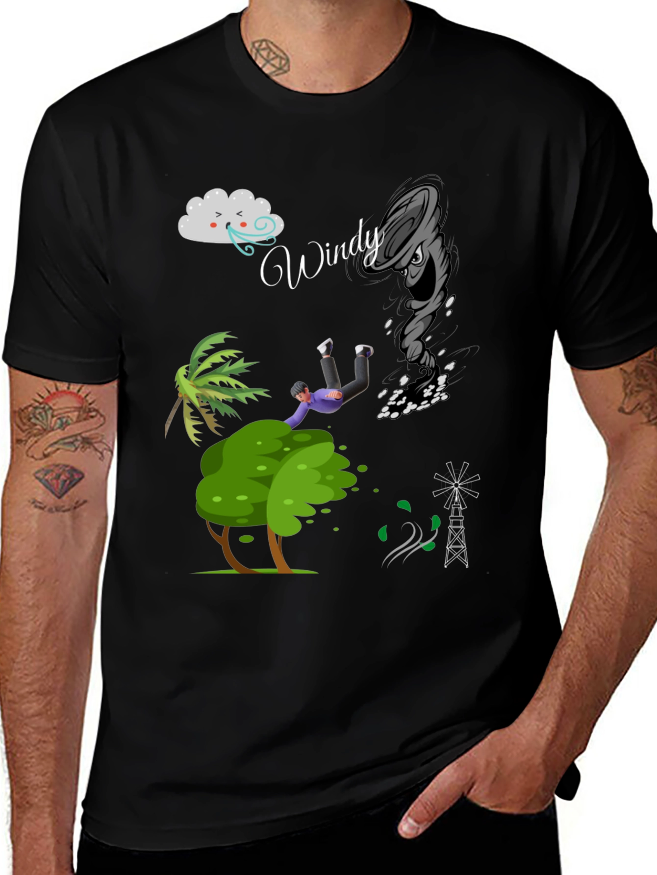 Variant 26 of Windy Day Graphic Tee - Fun Novelty T-Shirt