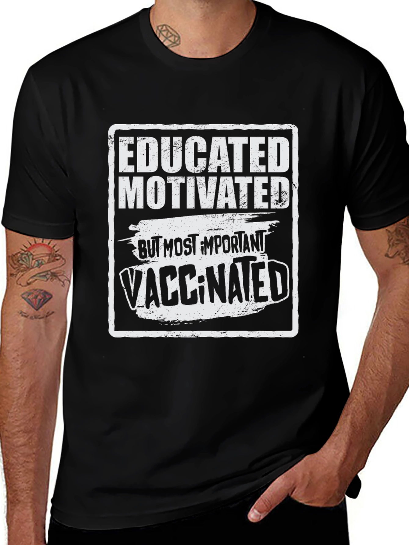 Variant 26 of Educated, Motivated, Vaccinated T-Shirt