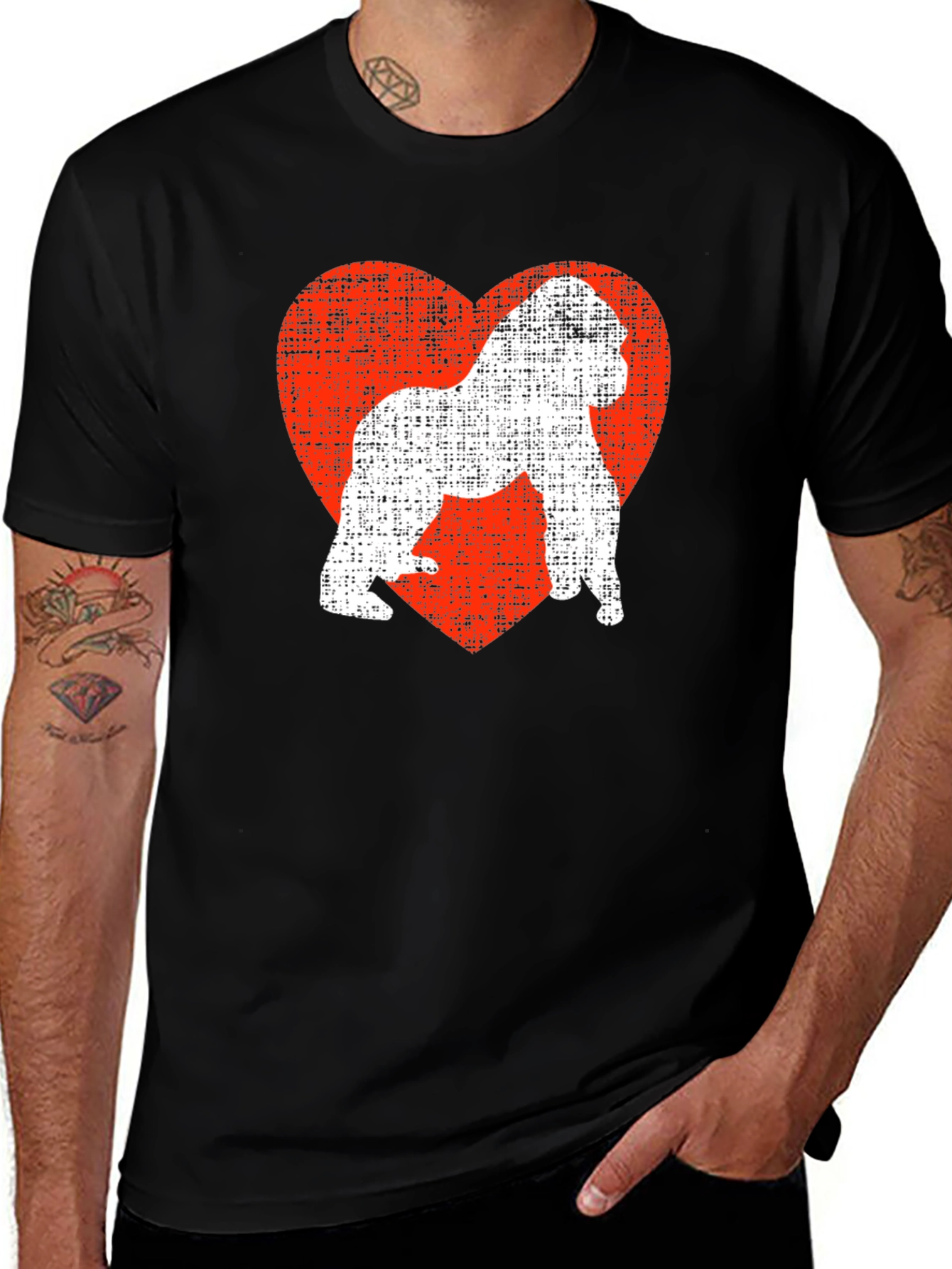 Variant 8 of Gorilla Heart Graphic Tee - Trendy Black T-Shirt