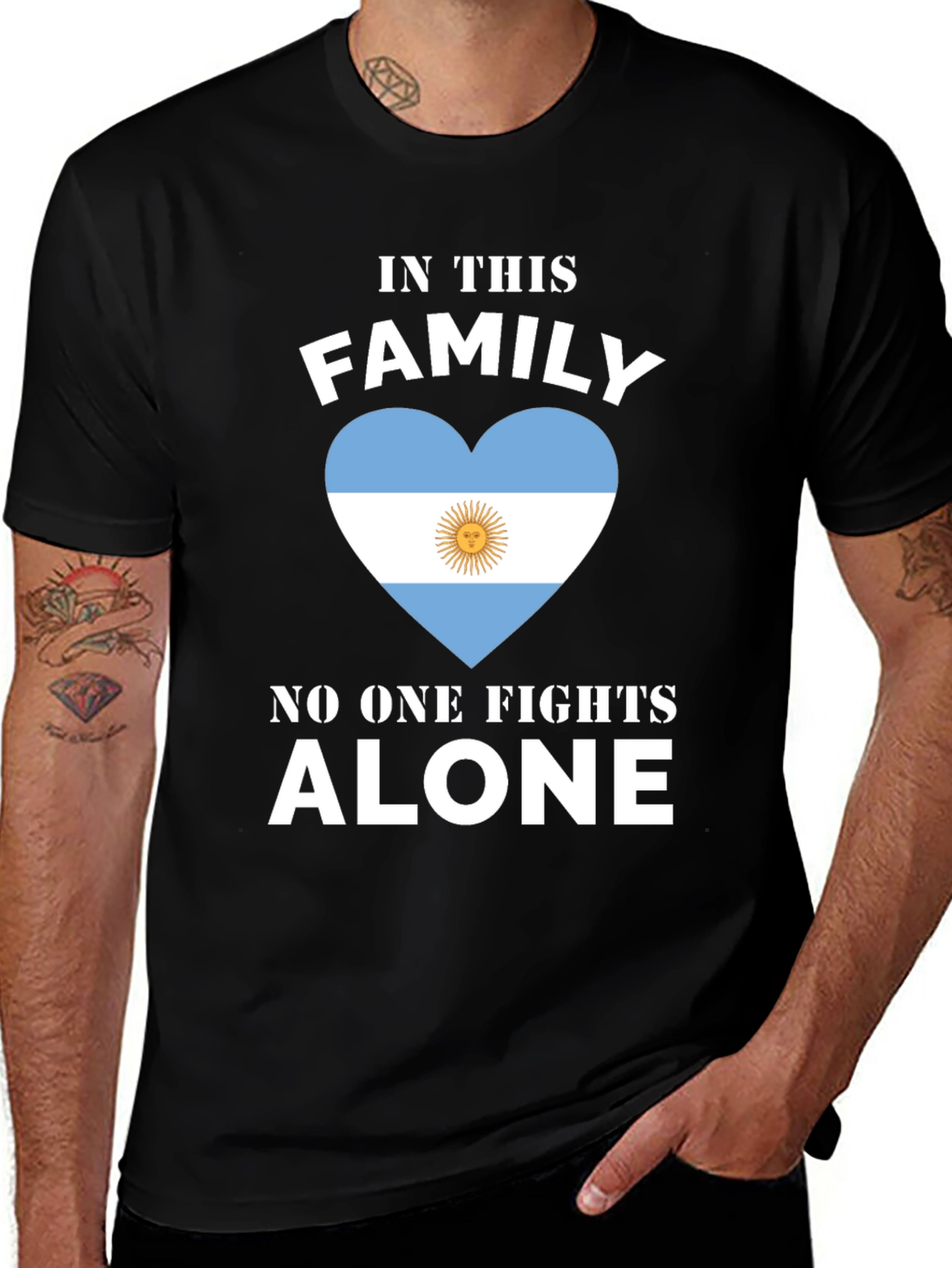 Variant 27 of Argentina Flag Heart T-Shirt - Family Fights Alone