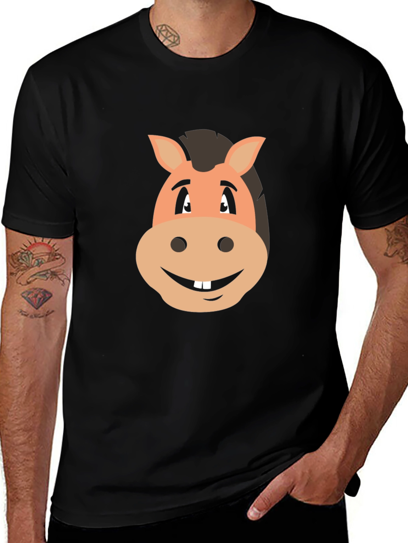Variant 8 of Funny Horse Cartoon Graphic Tee