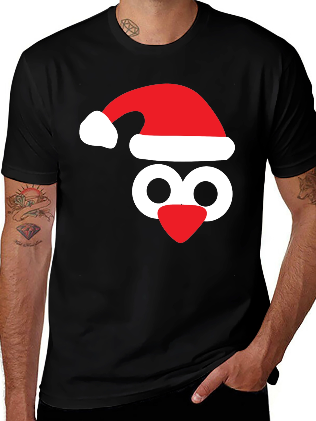 Variant 18 of Festive Penguin Tee - Santa Hat Holiday Shirt