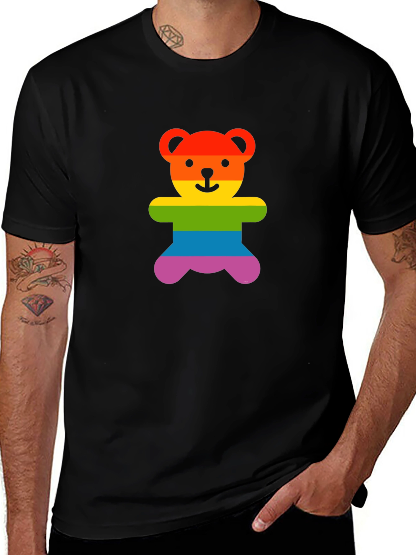 Variant 17 of Rainbow Teddy Bear Graphic Tee - Pride Shirt