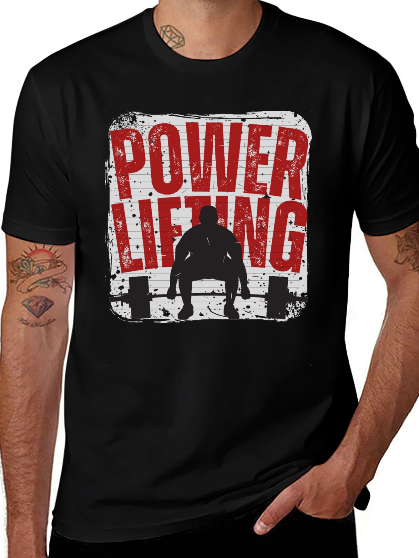 Variant 29 of Power Lifting Graphic Tee - Black Cotton Fitness Shirt