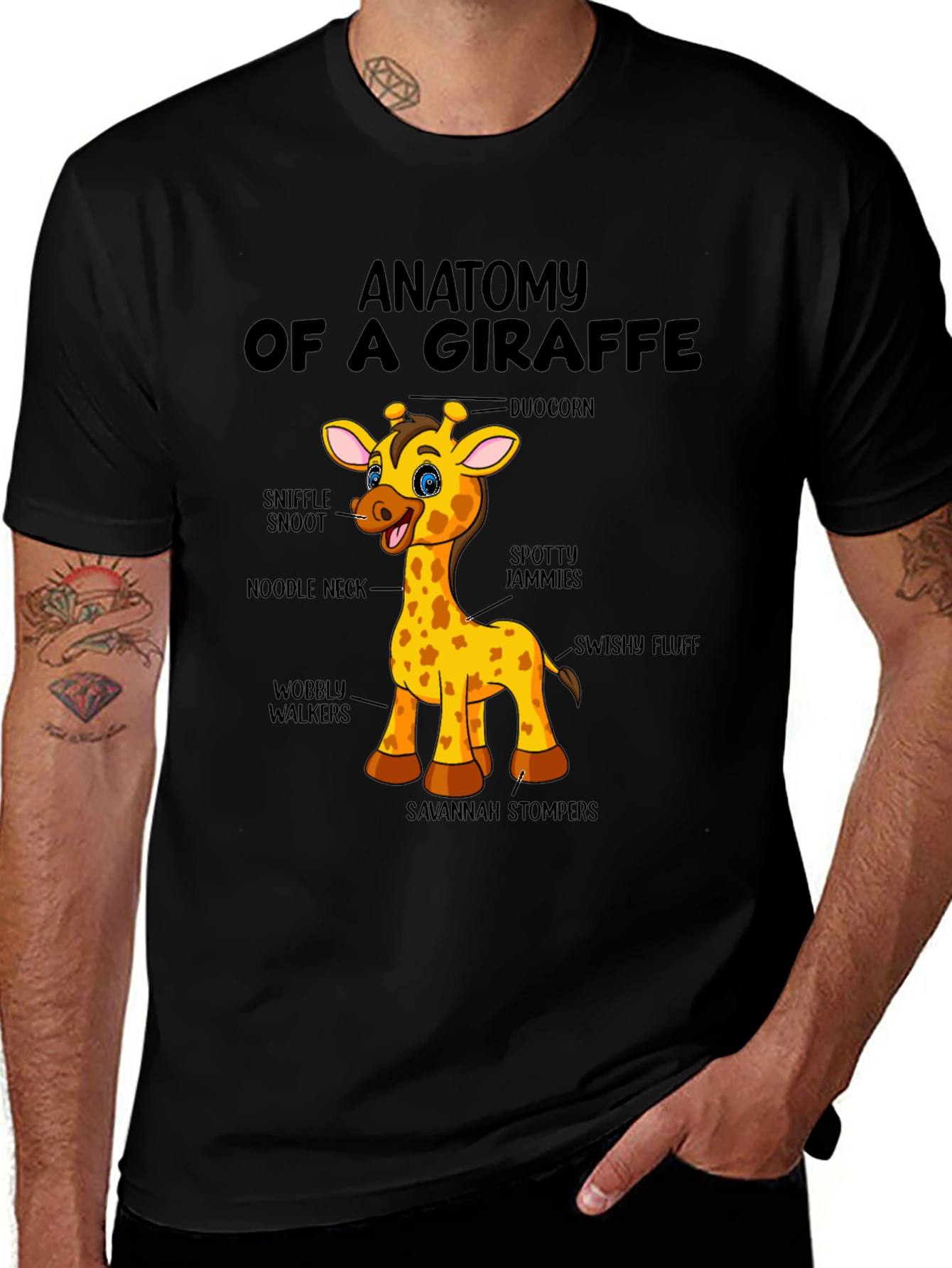 Variant 4 of Anatomy of a Giraffe T-Shirt - Novelty Graphic Tee