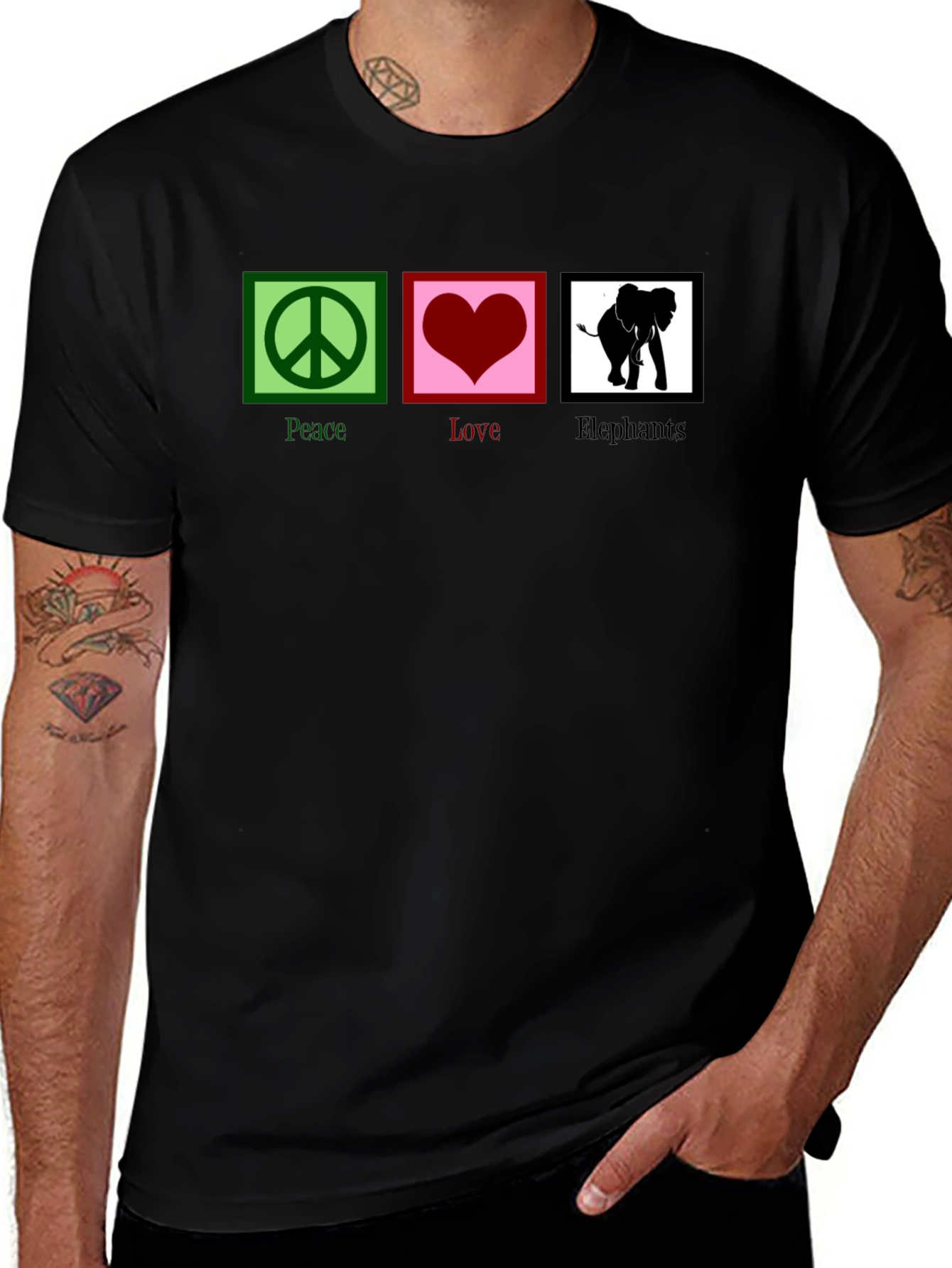 Variant 25 of Peace Love Elephants Graphic T-Shirt