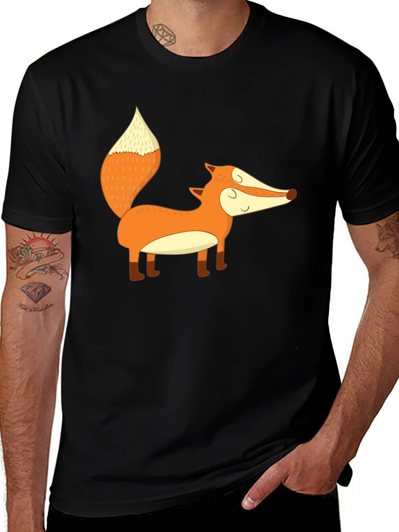 Variant 11 of Cute Fox Graphic Black T-Shirt