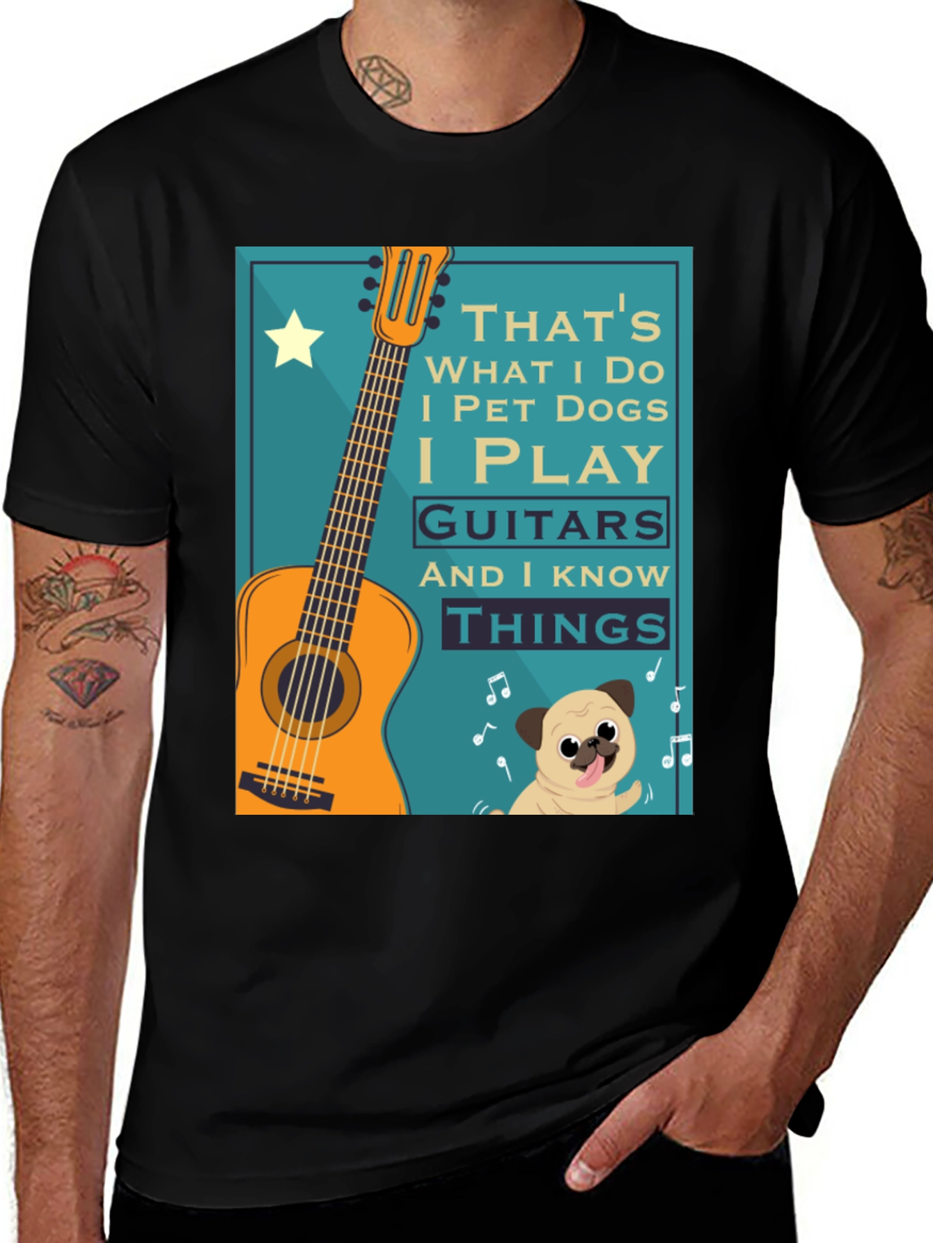 Variant 18 of Dog & Guitar Graphic Tee - I Play Guitars
