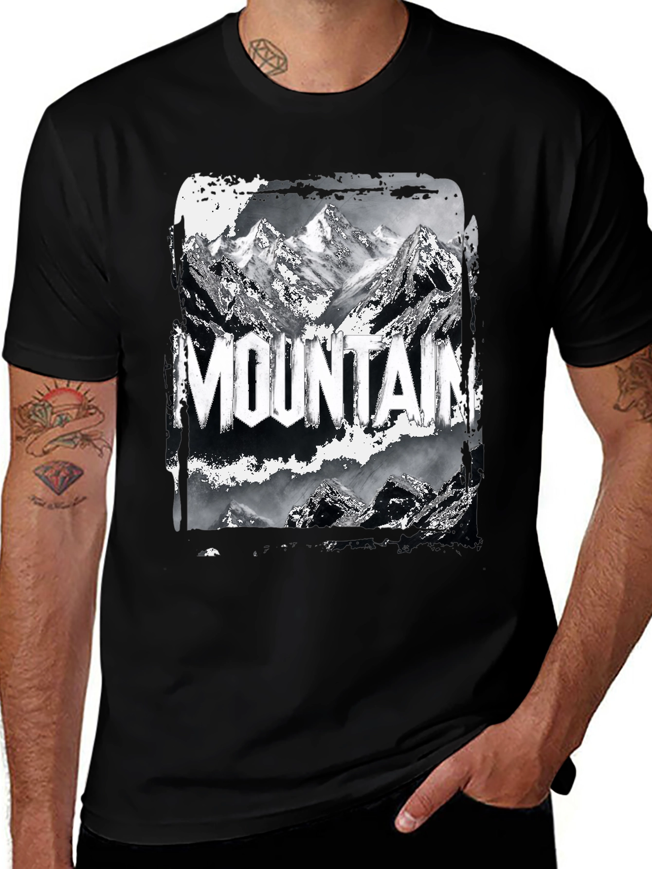Variant 26 of Mountain Graphic Black T-Shirt