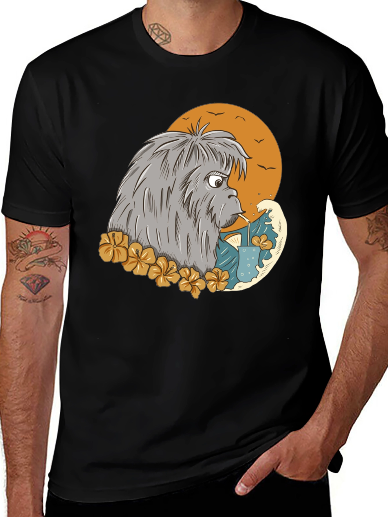 Variant 8 of Cartoon Sasquatch T-Shirt - Black