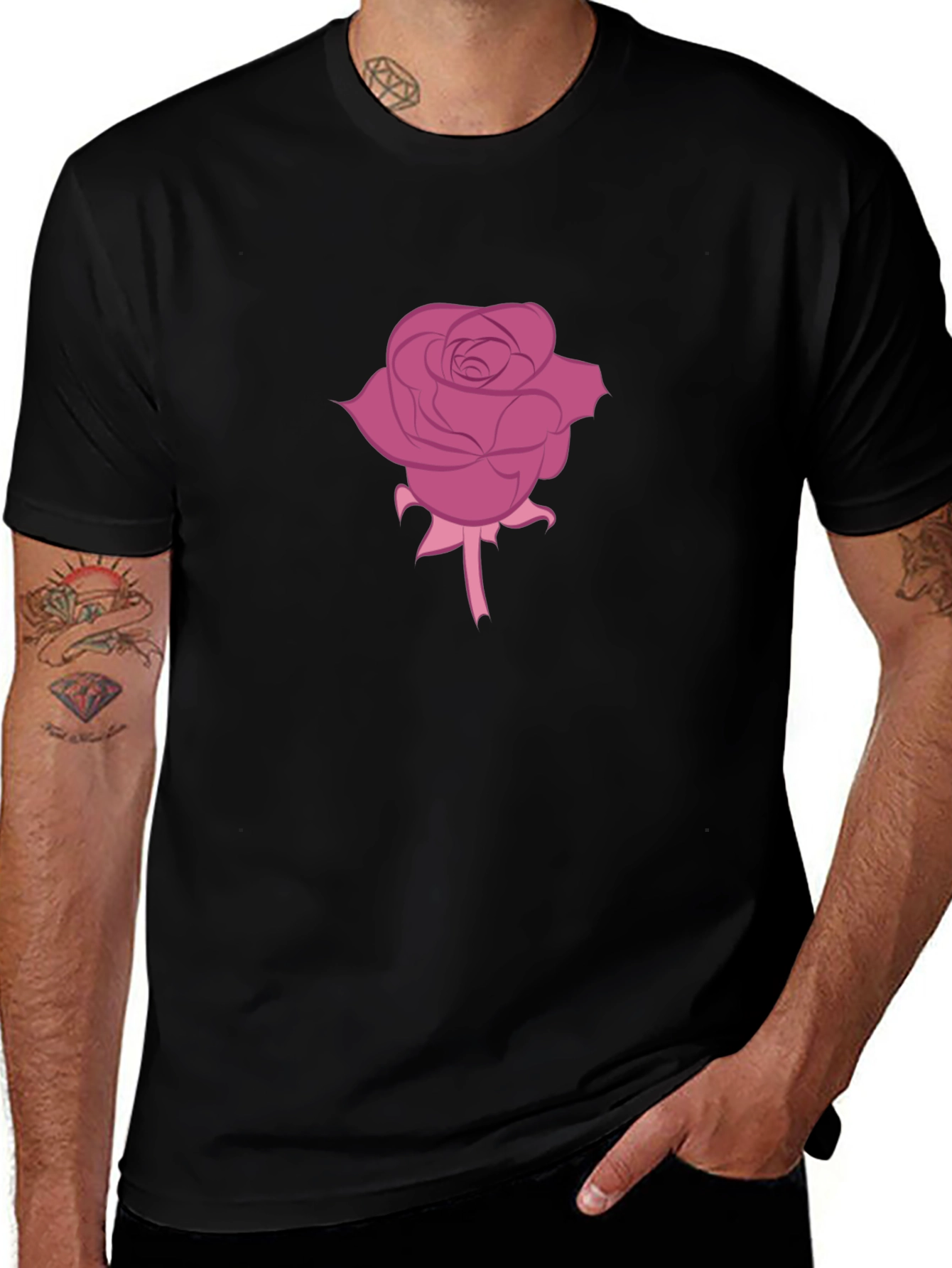 Variant 6 of Men's Graphic Tee - Rose Design