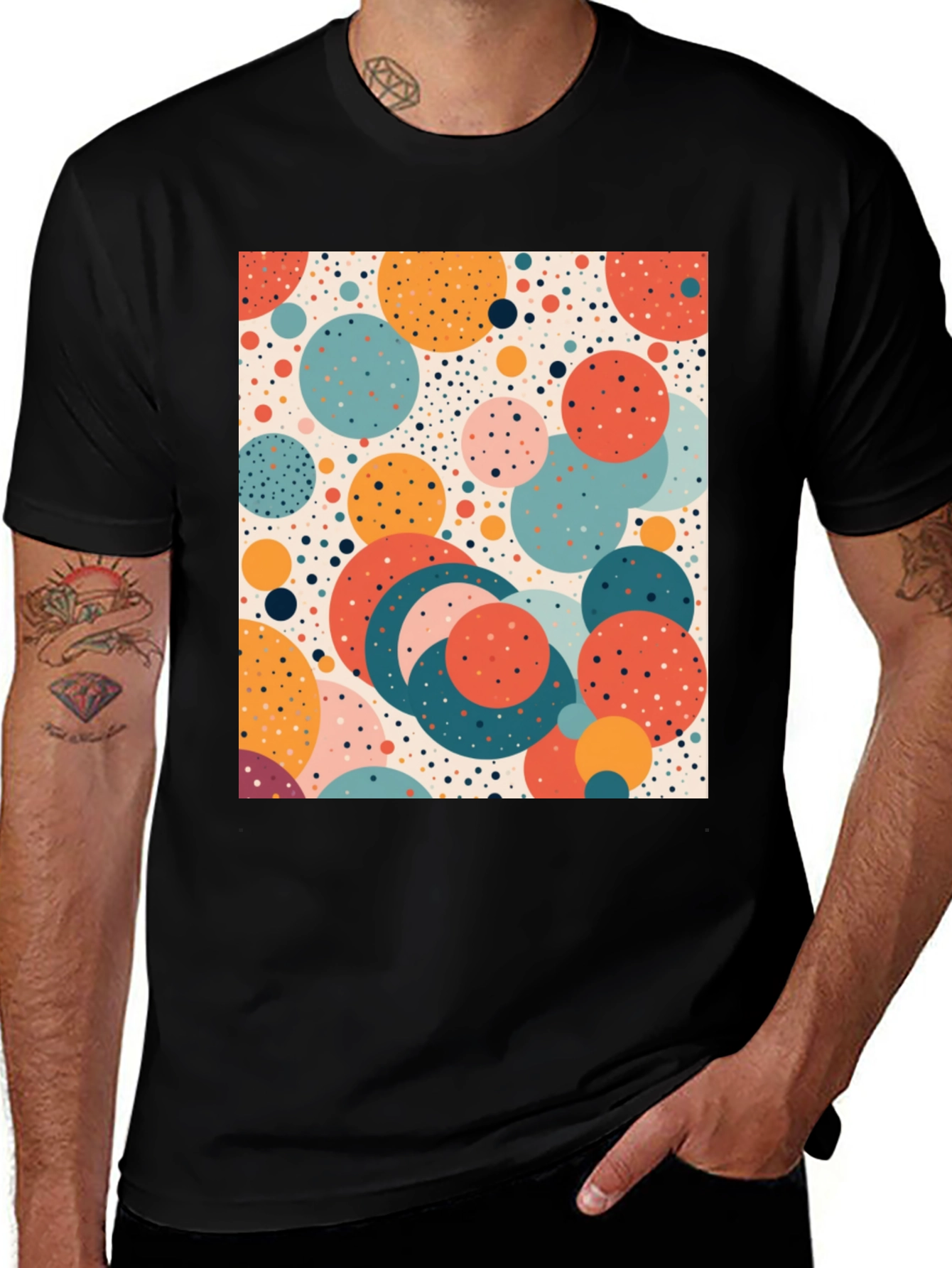Variant 14 of Retro Circle Print T-Shirt - Modern Art Tee