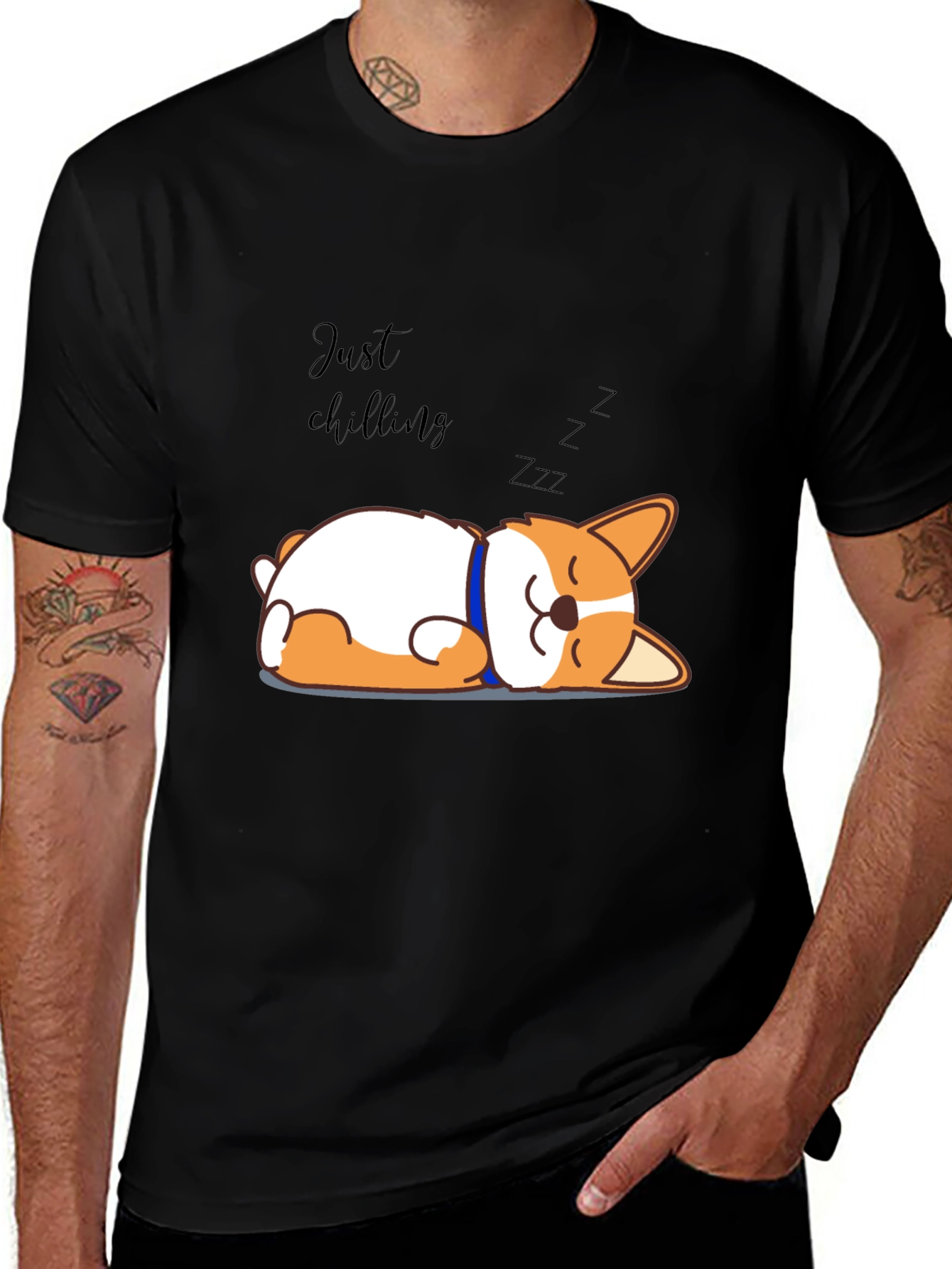 Just Chilling Corgi Tee - Relaxed Fit