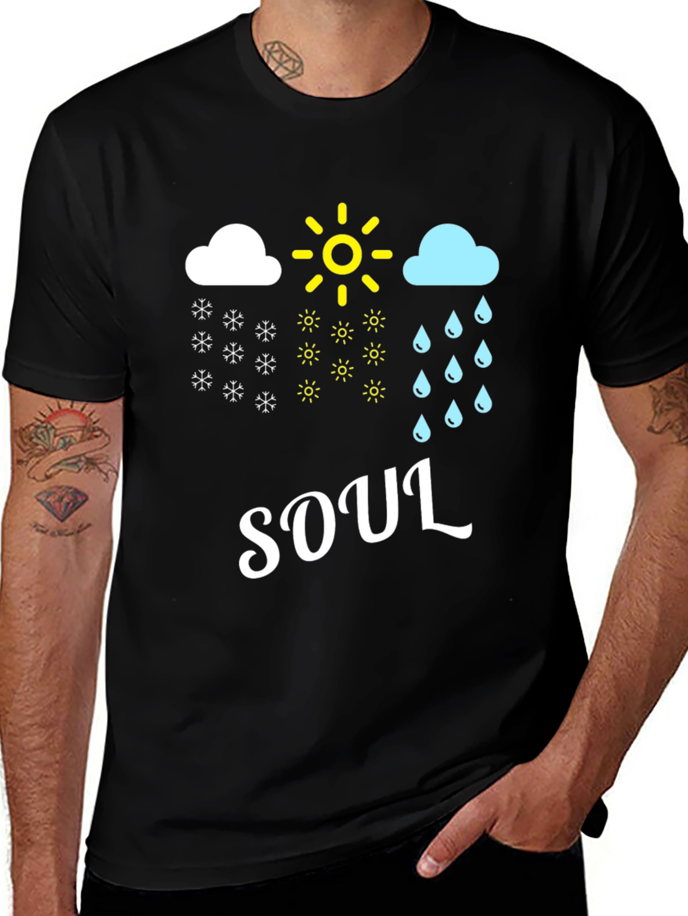 Variant 21 of Weather Soul Men's Black Graphic T-Shirt