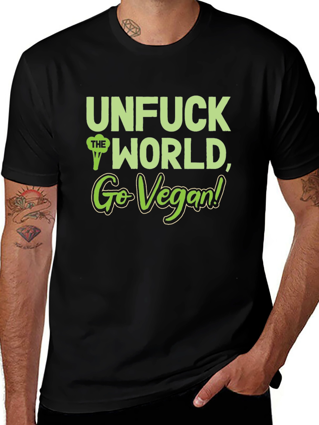 Variant 12 of Unfuck the World Go Vegan T-Shirt