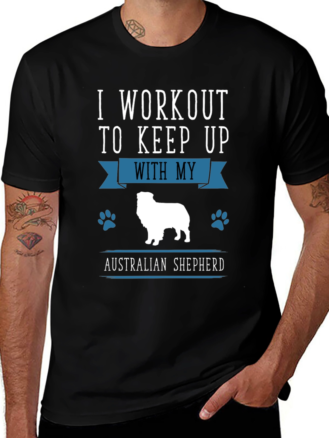 Variant 21 of Workout for Australian Shepherd Black T-Shirt