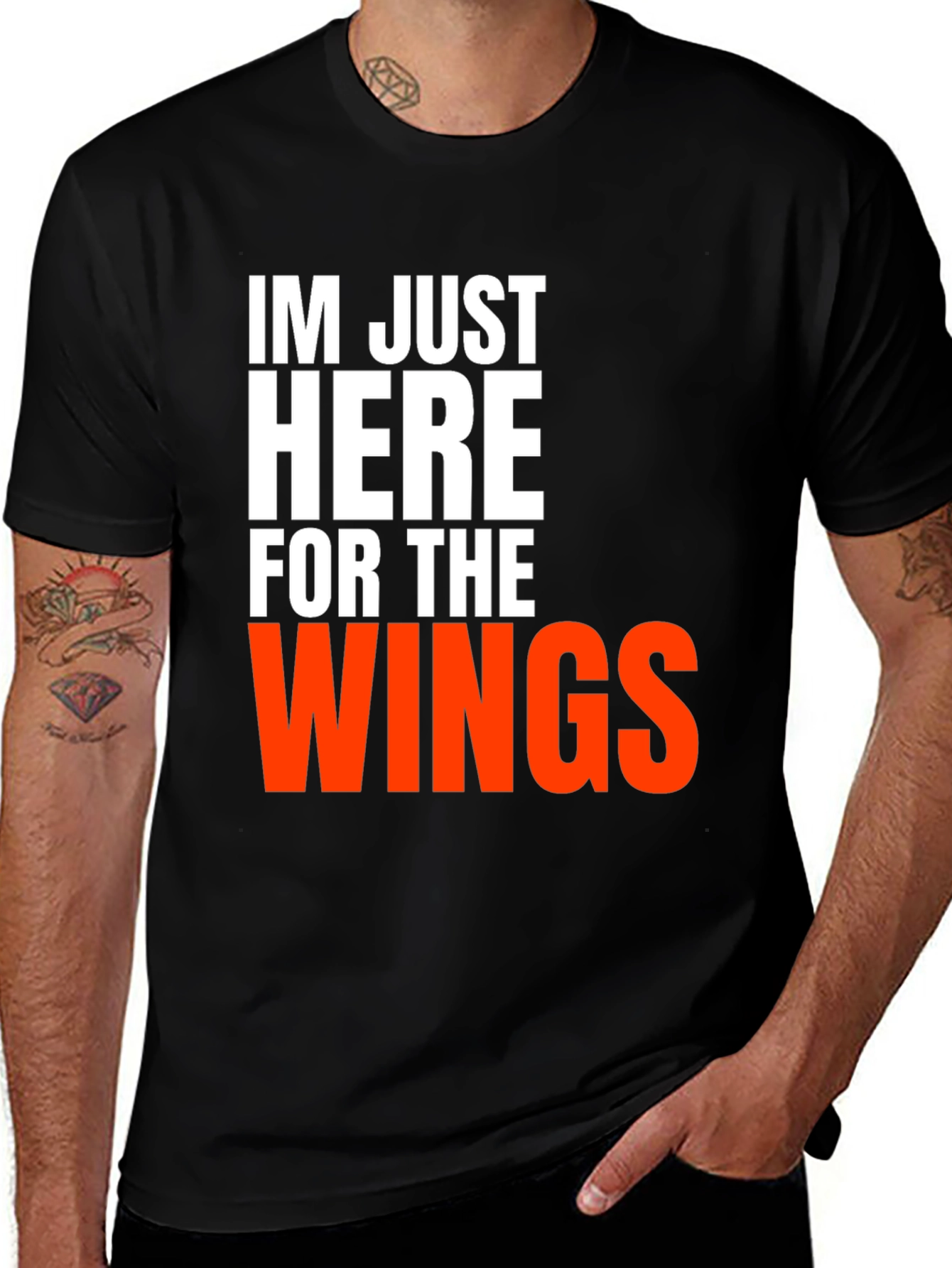 Variant 3 of Funny Wings T-Shirt - "Here for the Wings"
