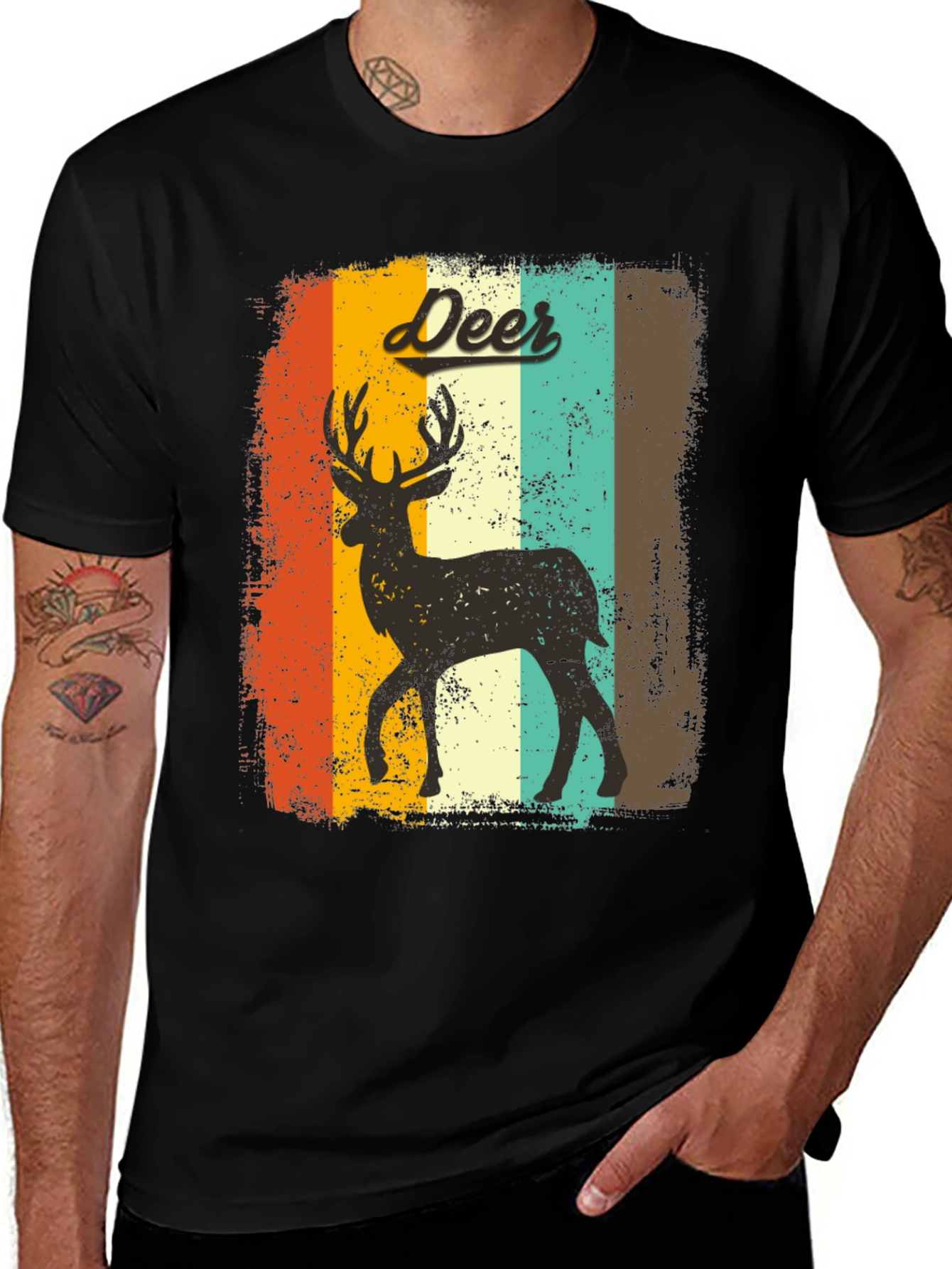 Variant 3 of Vintage Deer Graphic Tee - Retro Style T-Shirt
