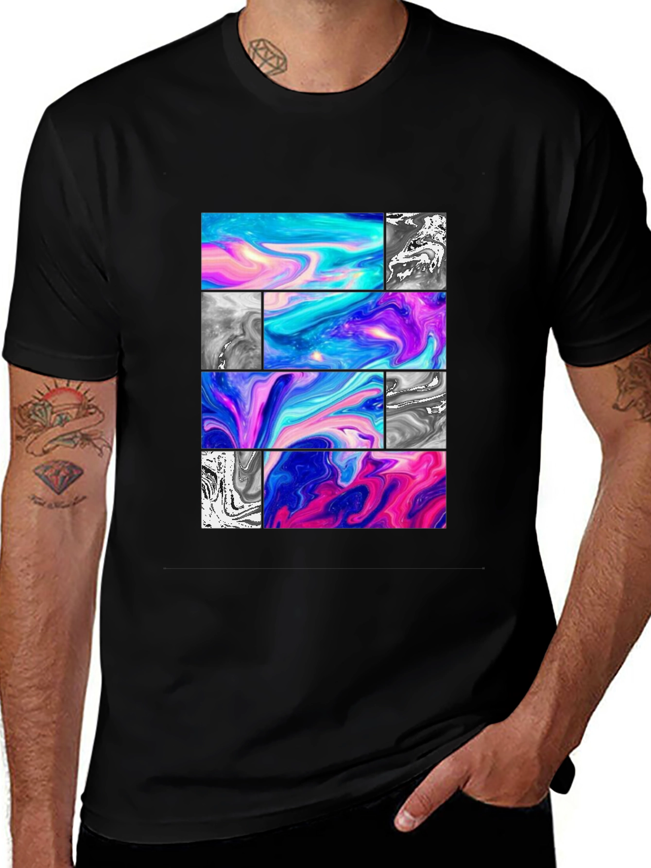Variant 6 of Abstract Graphic Tee - Black Casual T-Shirt