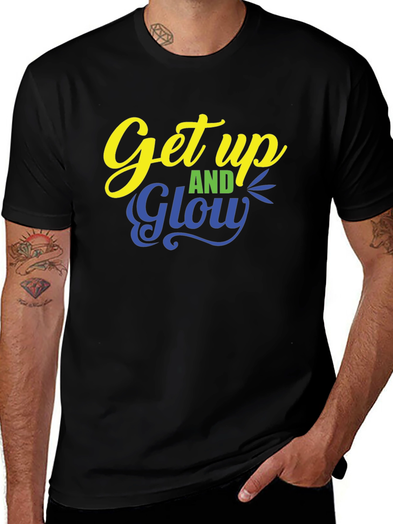 Variant 2 of Get Up and Glow Black Graphic T-Shirt