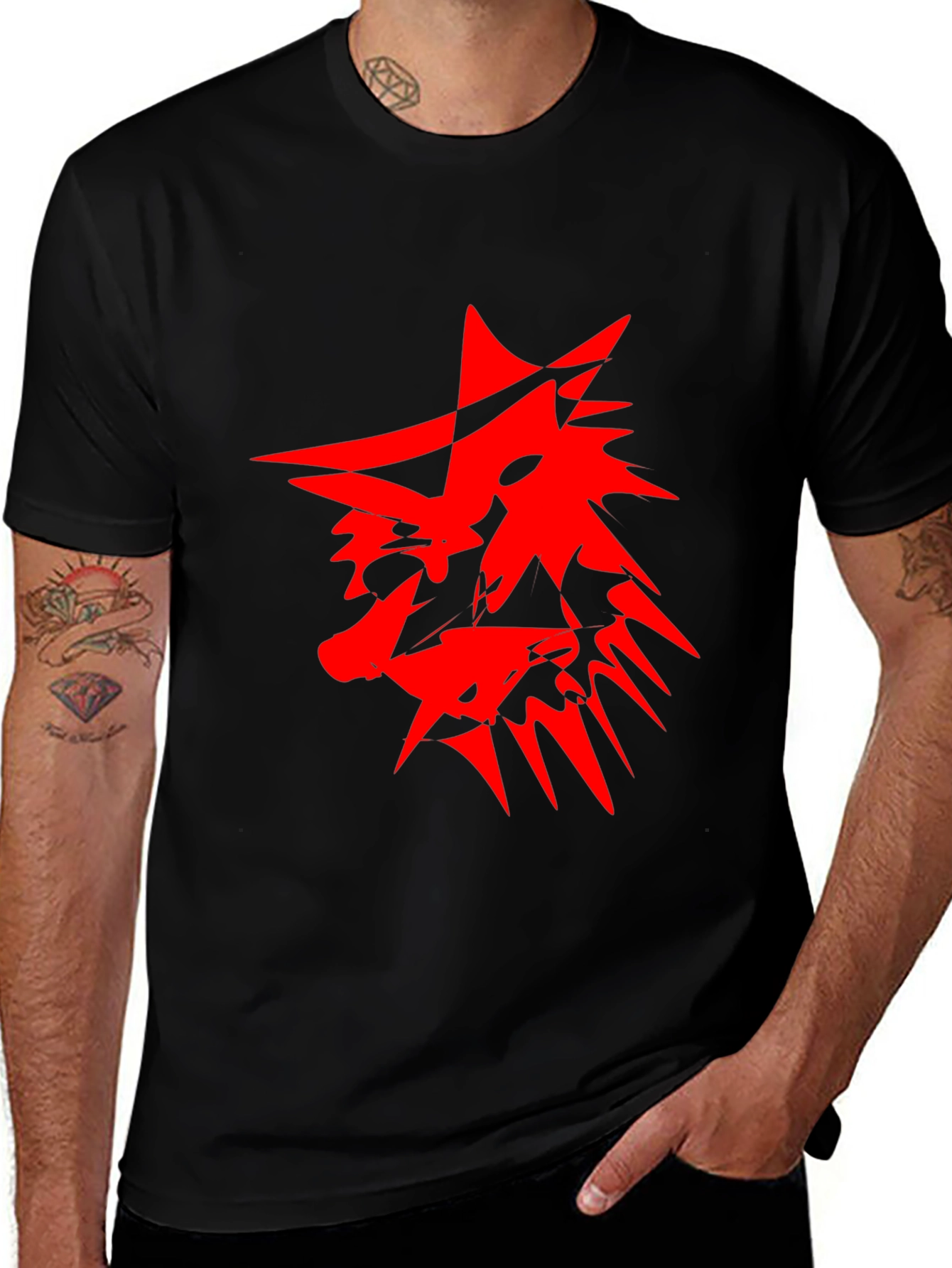 Variant 24 of Edgy Red Graphic Print Black T-Shirt