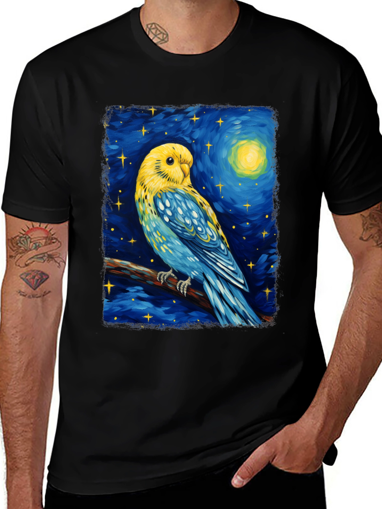 Starry Night Budgie T-Shirt