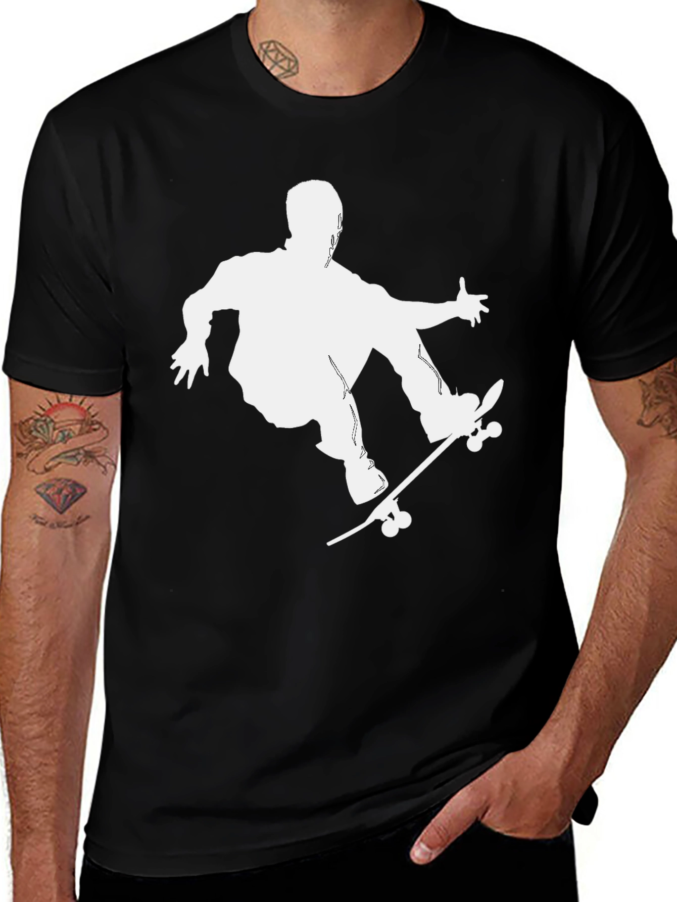 Variant 20 of Skateboarder Graphic Tee - Cool Black T-Shirt