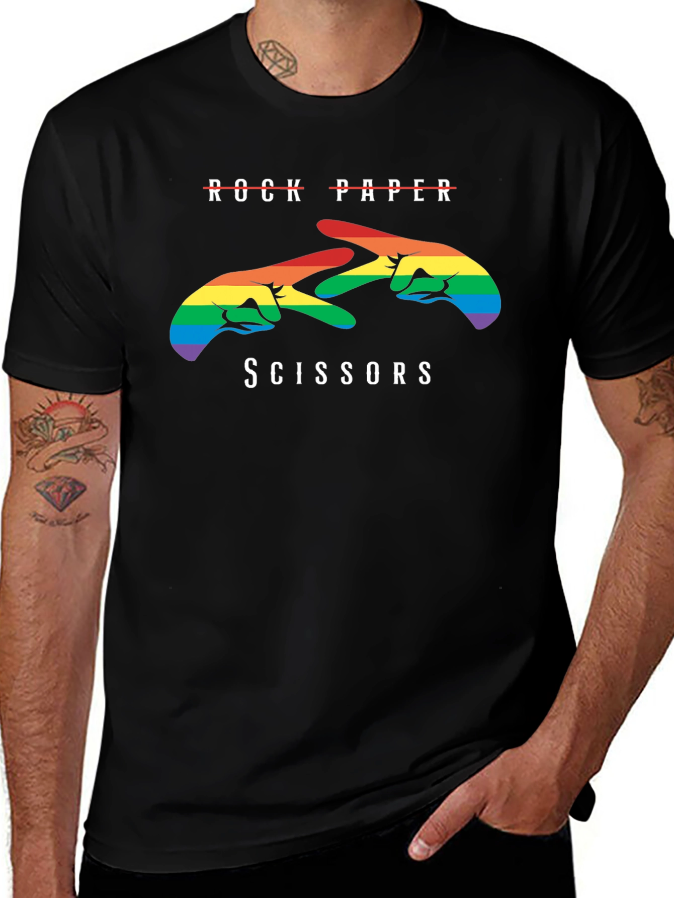Rock Paper Scissors Rainbow Pride T-Shirt
