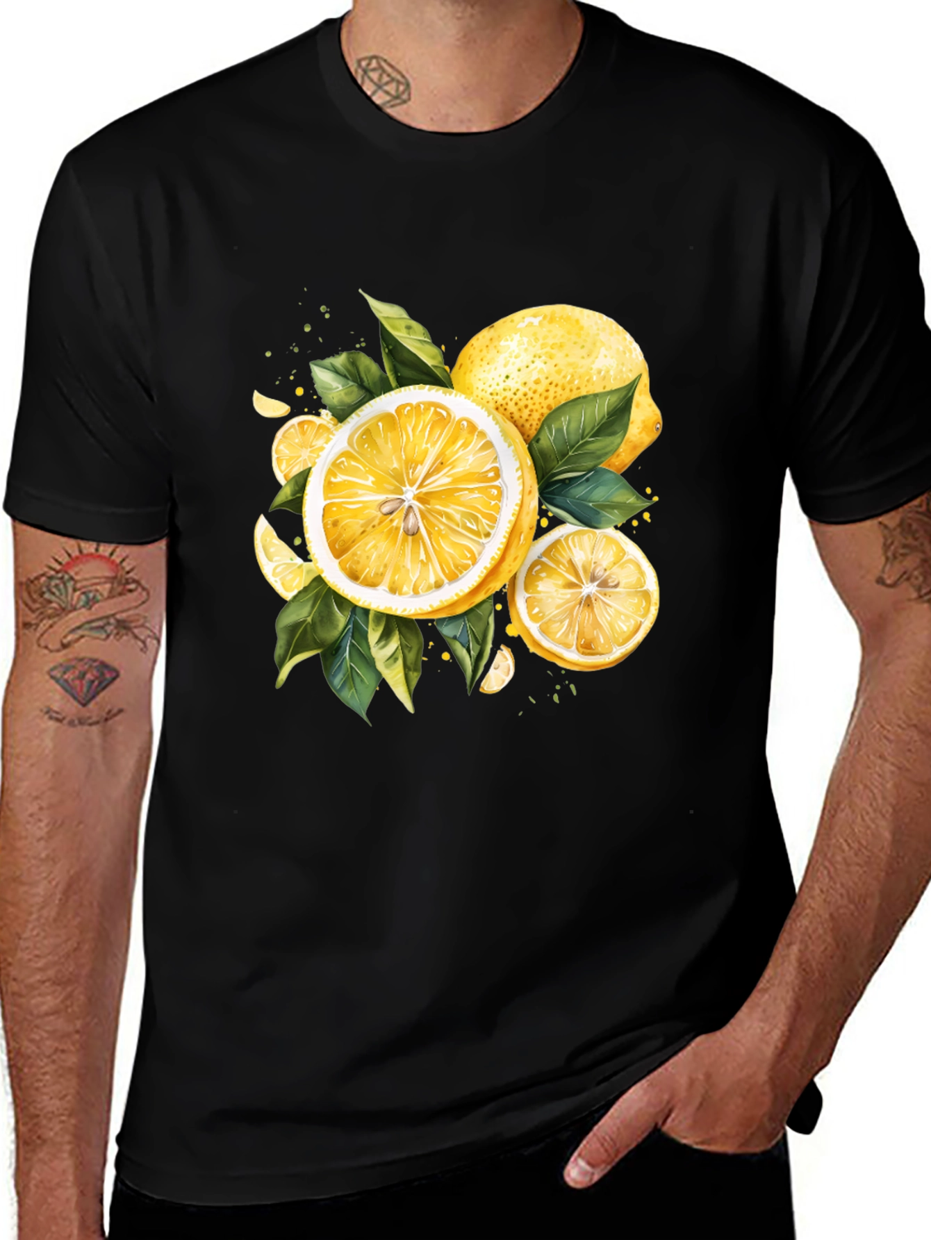 Variant 19 of Lemon Print Black T-Shirt